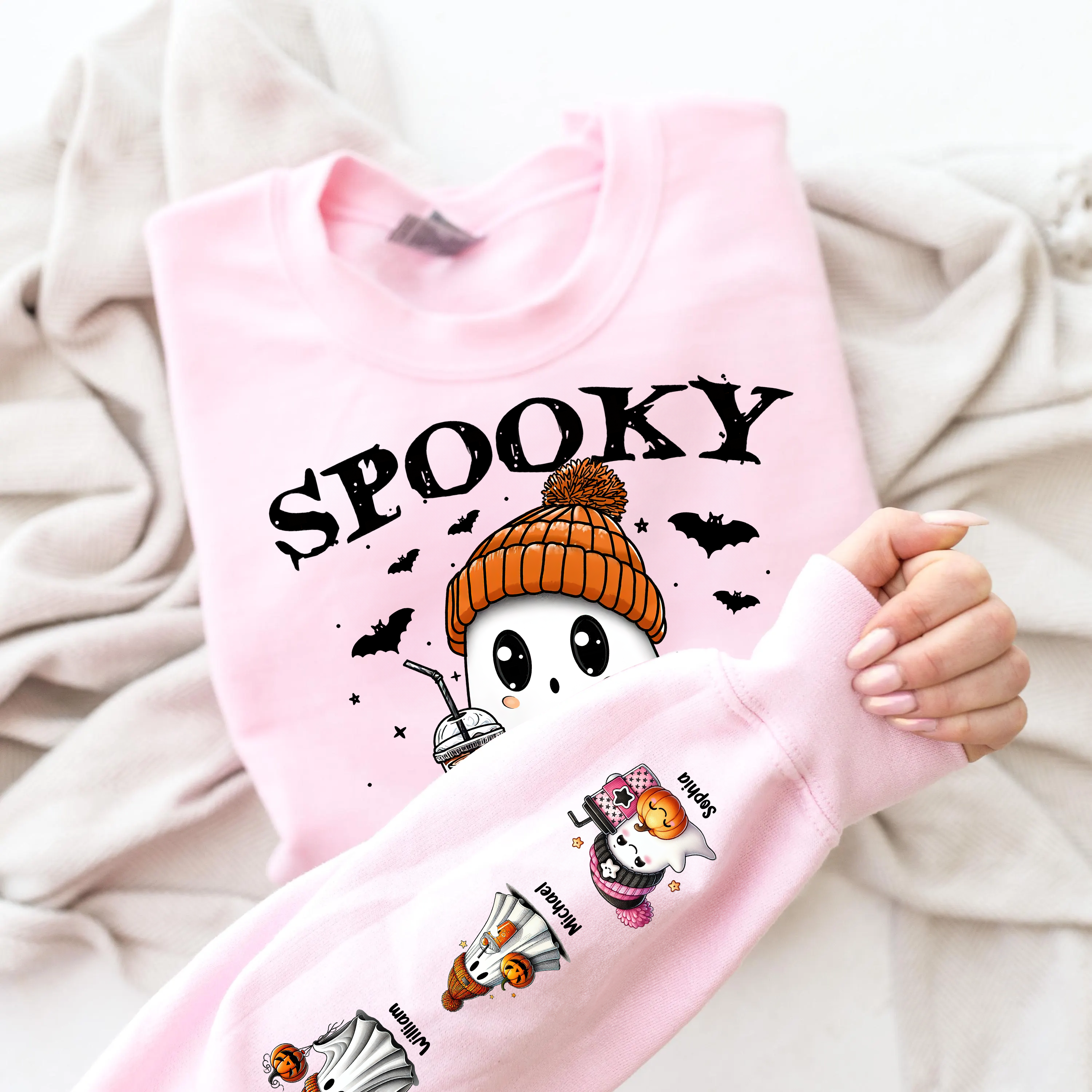 Spooky Mom Grandma Halloween Pumpkin - Custom Name Sweatshirt - Personalized Shirt Custom T-shirt