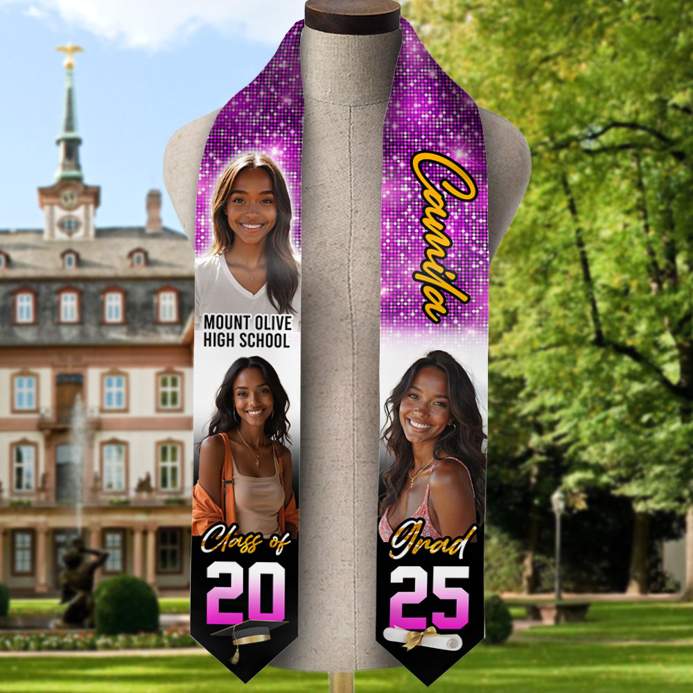 Congrats Grad Class Of 2025 Multi Photos Stoles Personalized Graduation Gift