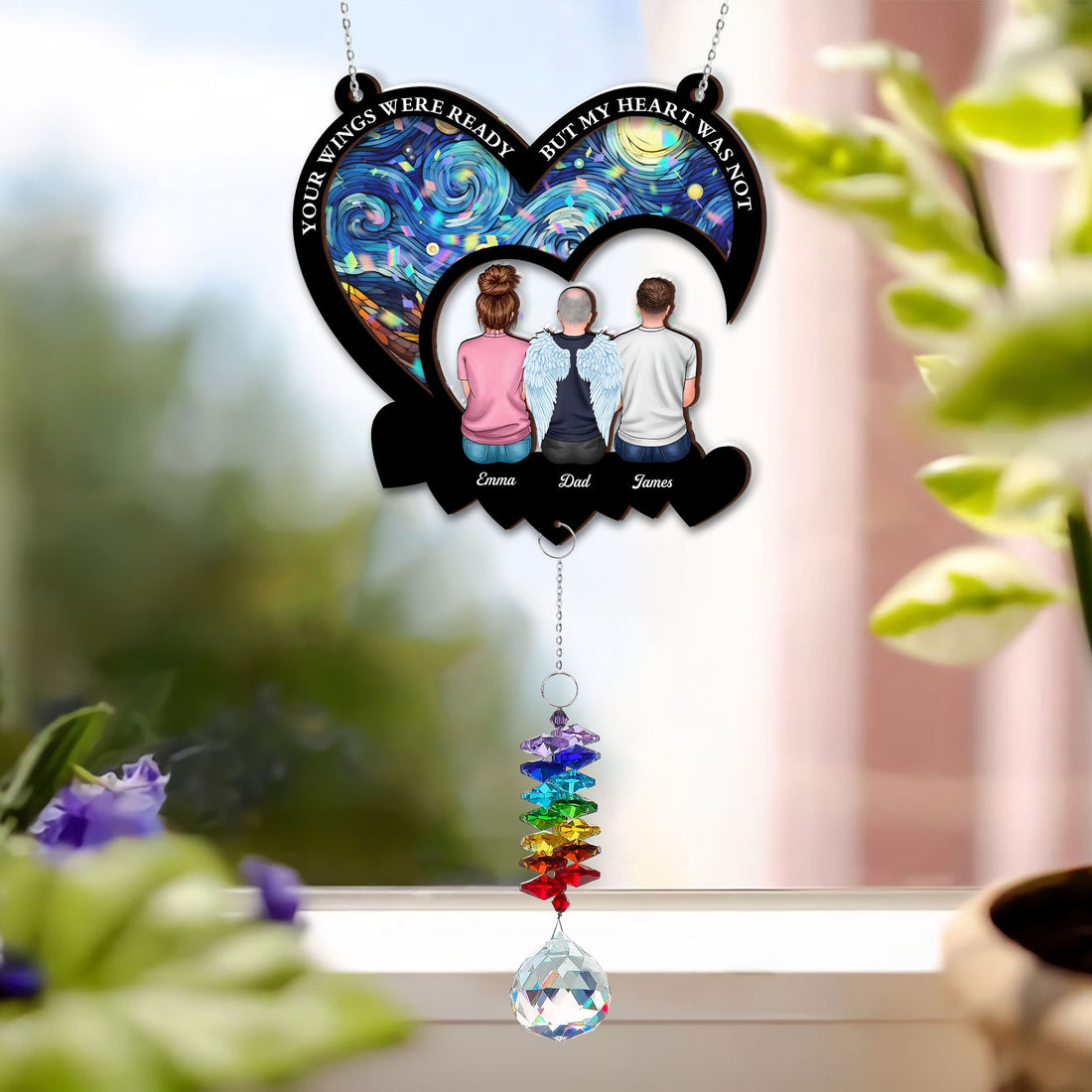 Forever In My Heart - Ornament Hanging Piece With Crystal Charm - Memorial Gift