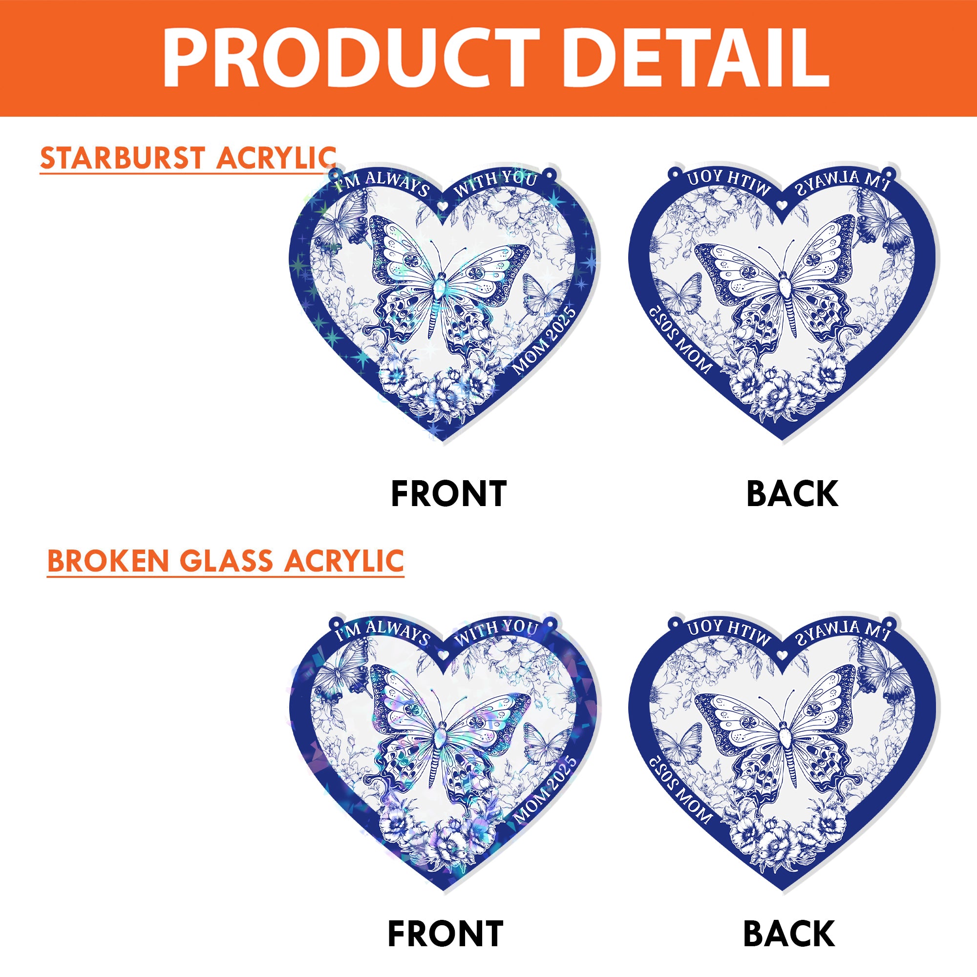 Always With You - Custom Name Memorial Ornament 2-layered  - Custom Shape Hologram Ornament