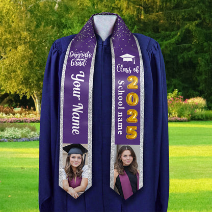 Custom Graduation Stoles | Personalized With Photo, Name & School | Class Of 2025 Gift