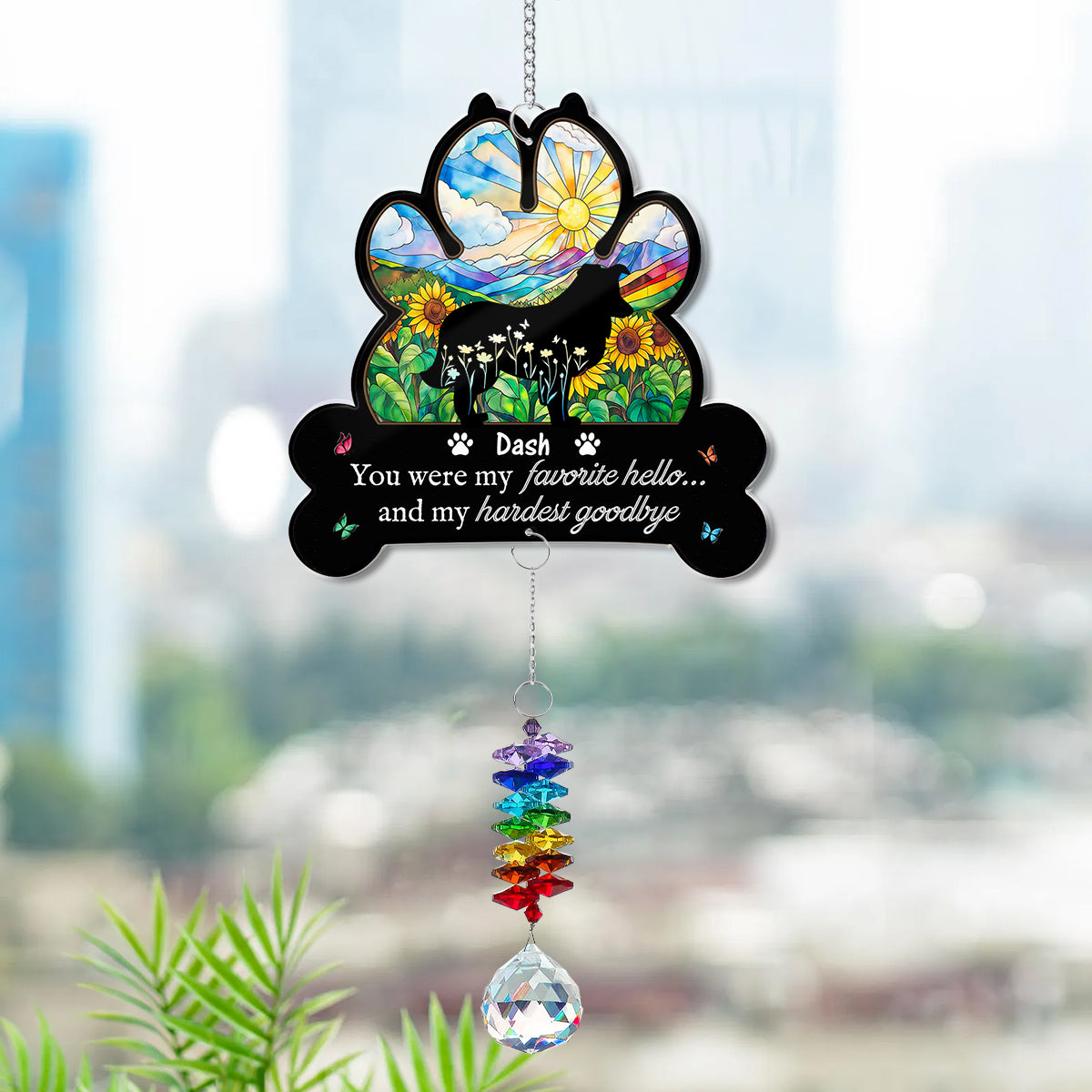 Hardest Goodbye - Pet Memorial Gift - Ornament Hanging Piece With Crystal Charm