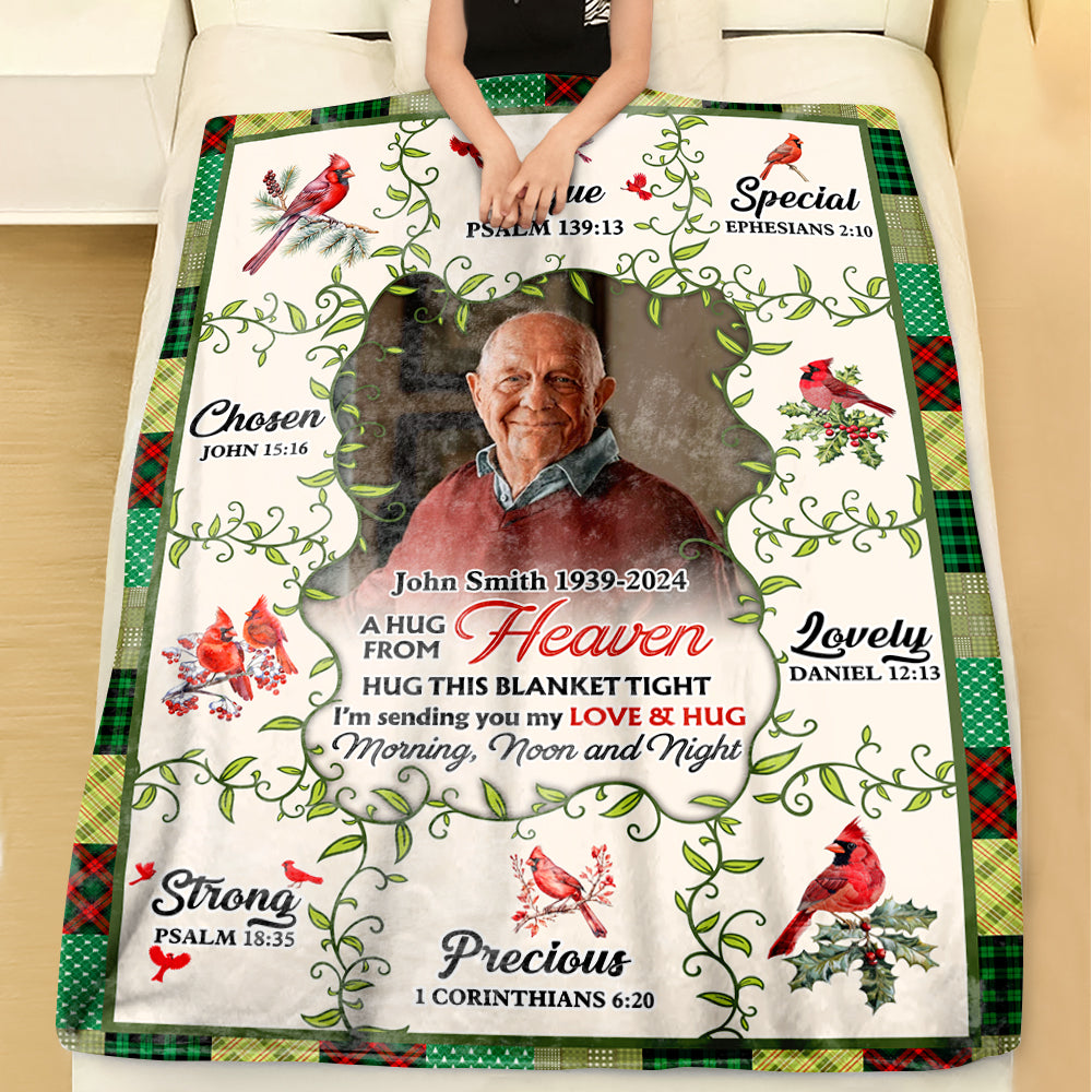 Love and Hug From Heaven - Custom Photo Sympathy Gift - Personalized Memorial Custom Blanket