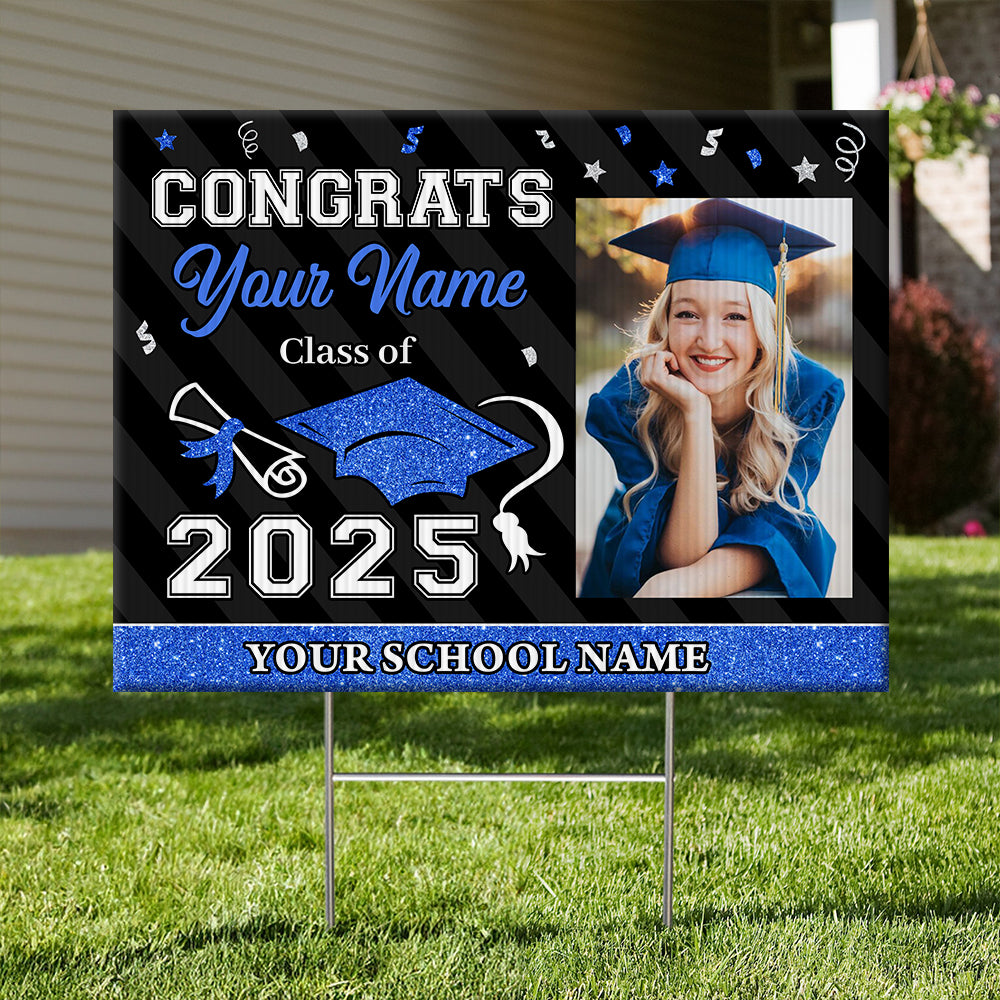 Confetti Class of 2025 Lawn Sign, Personalized Graduate 2025 Graduation Lawn Sign, Graduation Gift