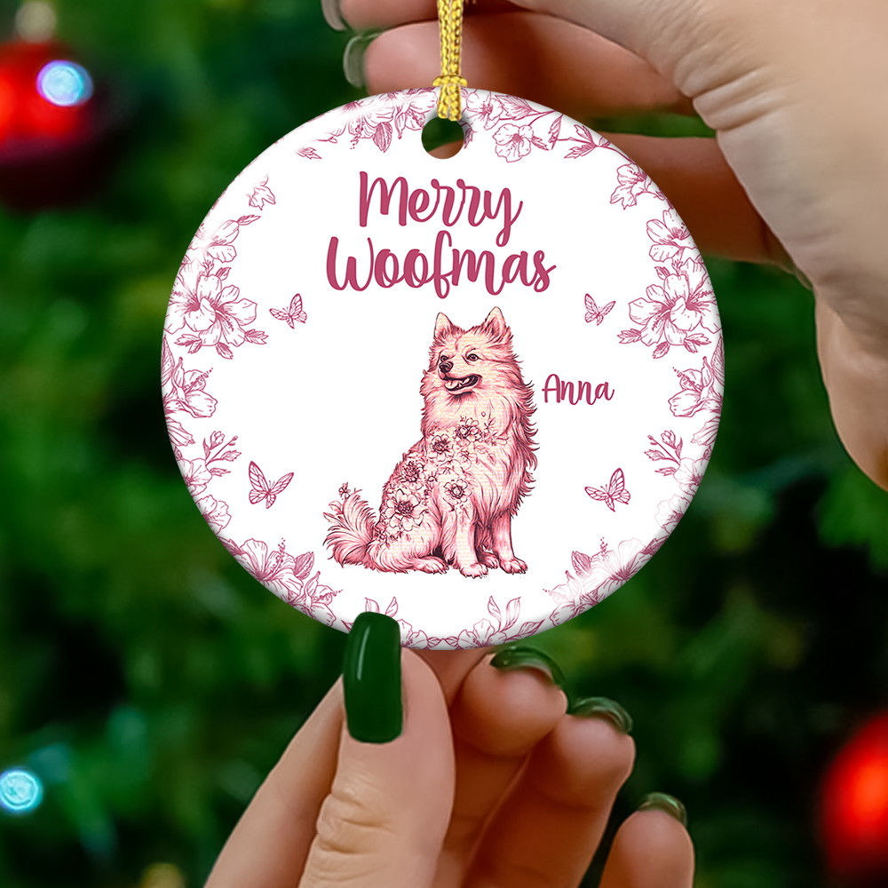 Dog Floral Garden - Personalized Ceramic Ornament