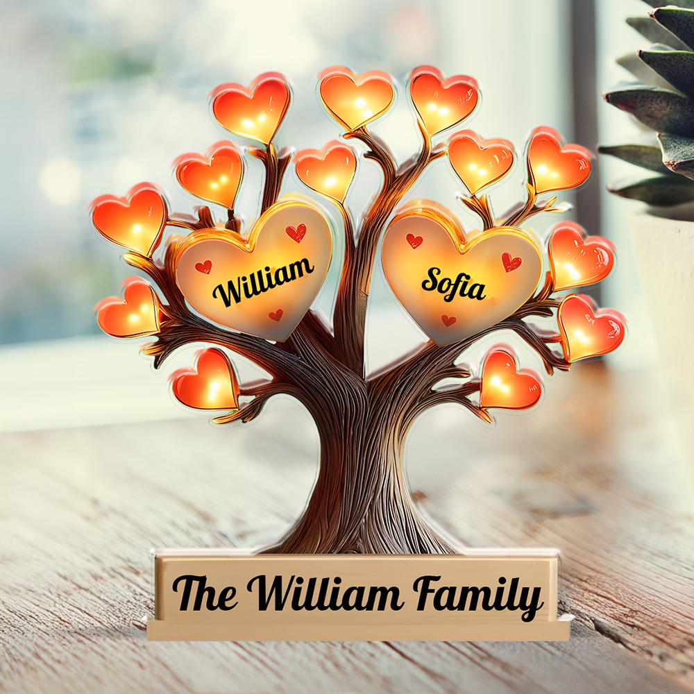 Family Tree - Personalized Family Name Gift - Custom Shape Acrylic Block Plaque