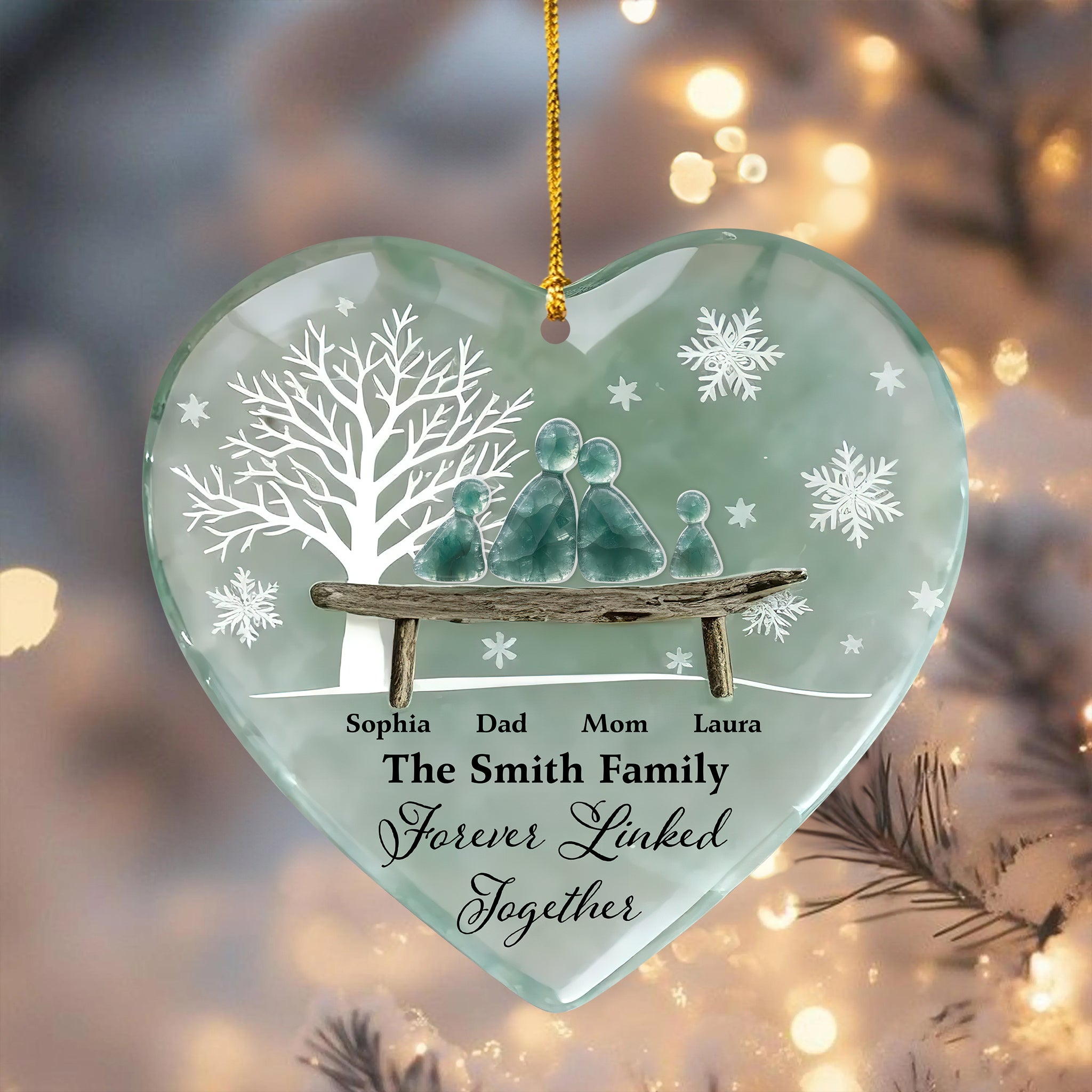 Forever Linked Together - Custom Name Family Gift - Custom Shape Hologram Ornament