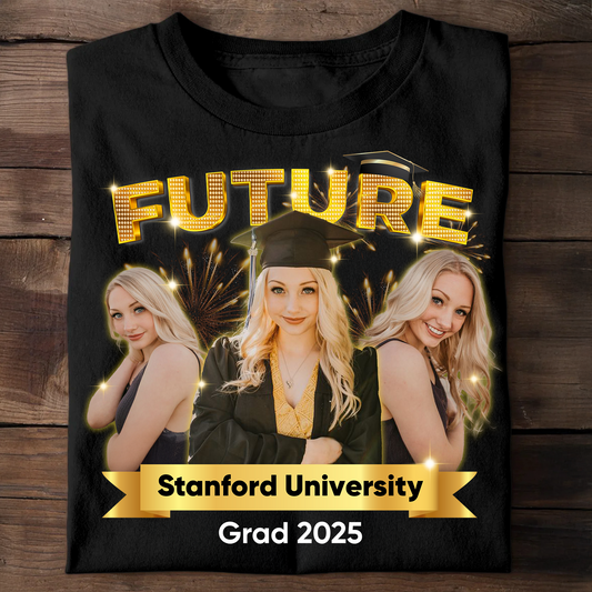 Future GRAD 2025 Personalized Upload Photo Congrats Graduation T-shirt