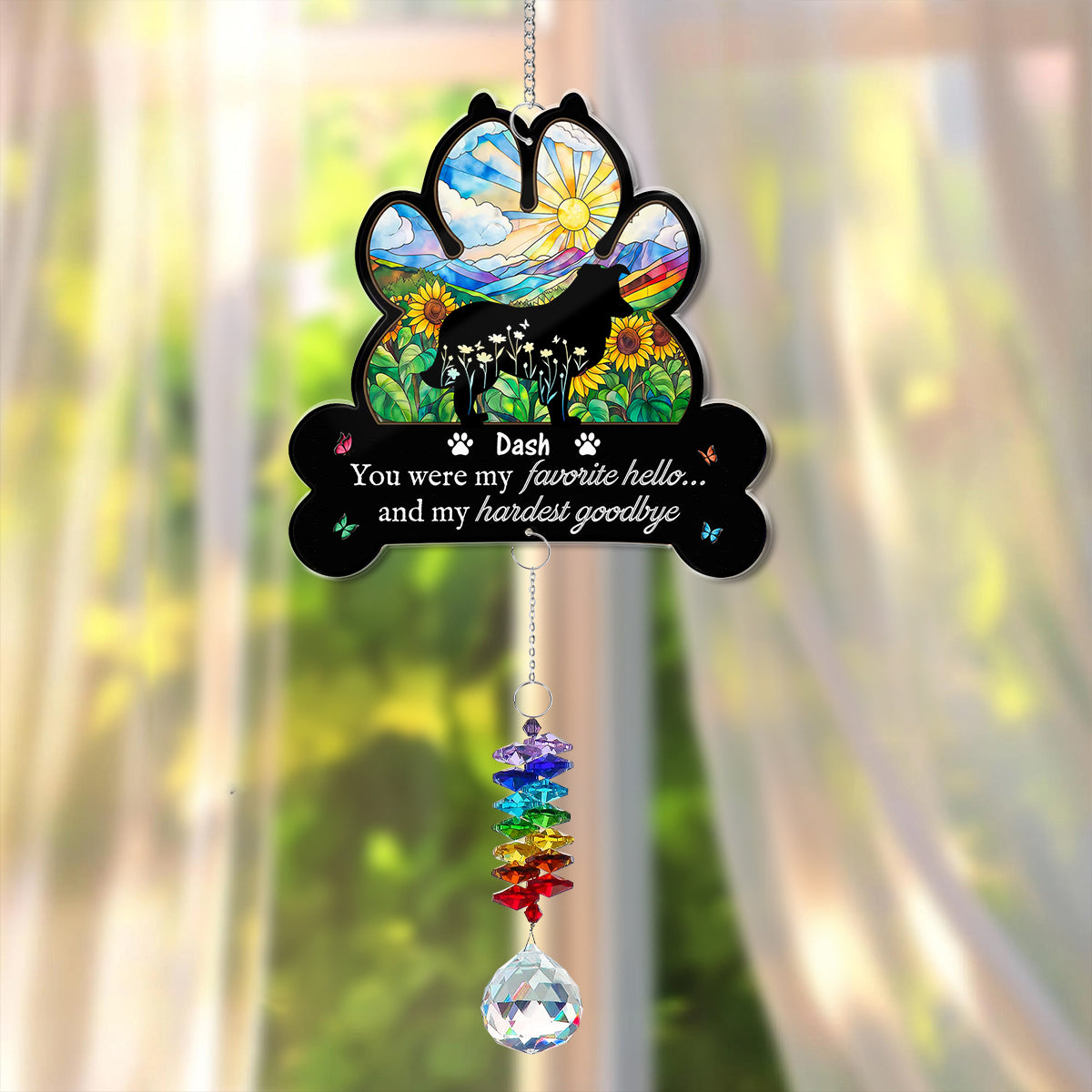 Hardest Goodbye - Pet Memorial Gift - Ornament Hanging Piece With Crystal Charm