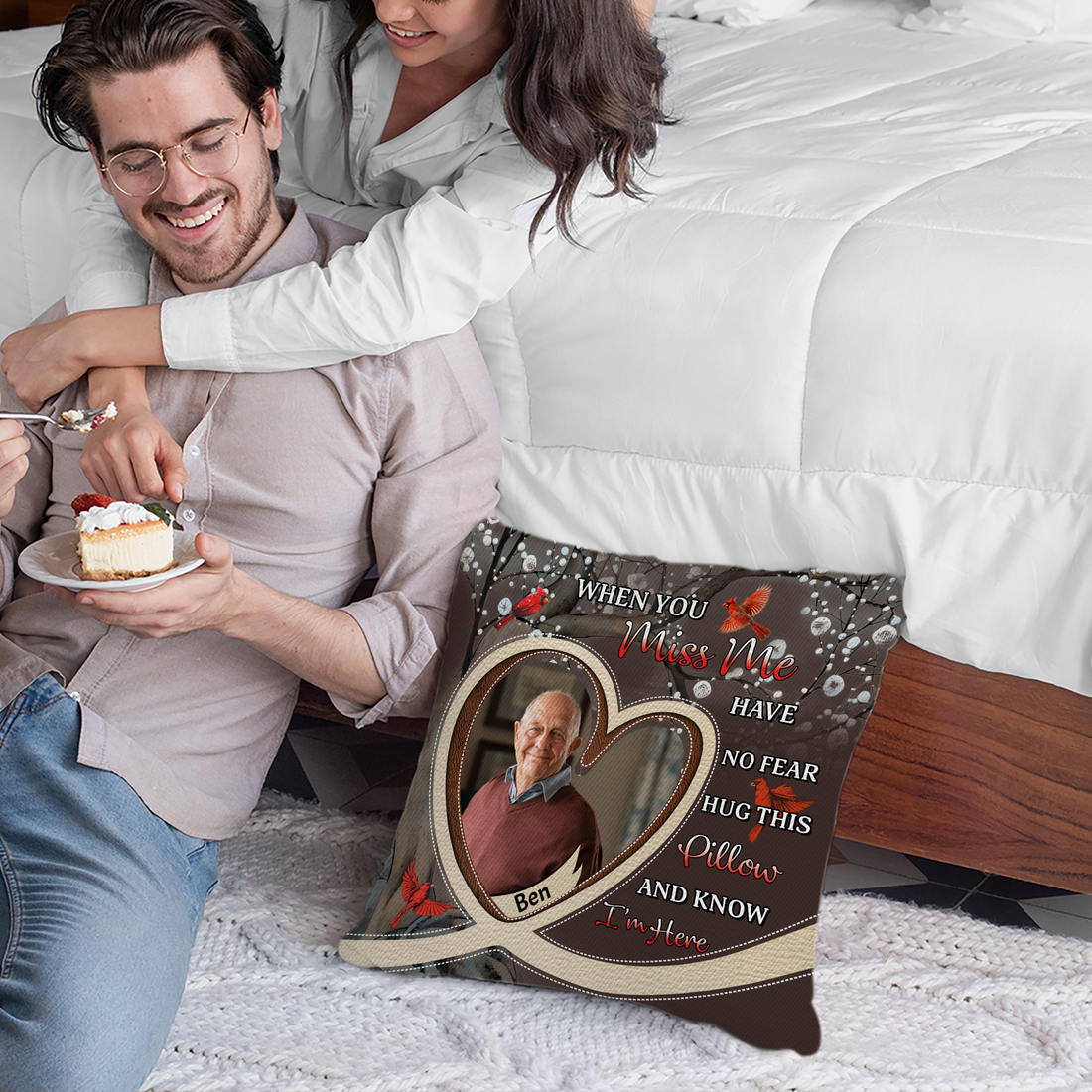 Custom Name and Photo - When You Miss Me - Personalized Pillow - Memorial Gift