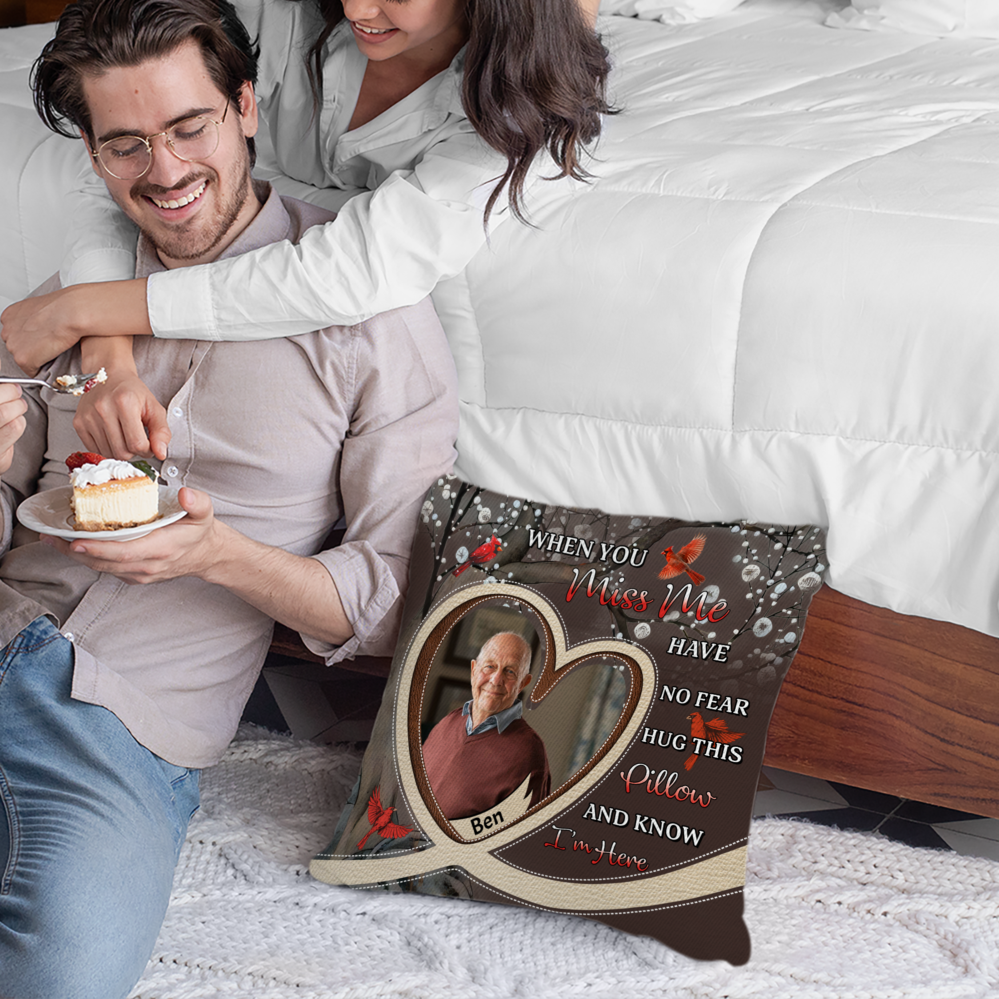 Custom Name and Photo - When You Miss Me - Personalized Pillow - Memorial Gift