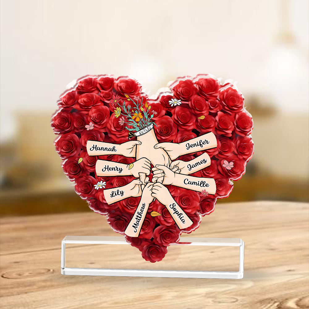 Family Heart - Personalized Name Gift - Custom Shape Acrylic Block Plaque