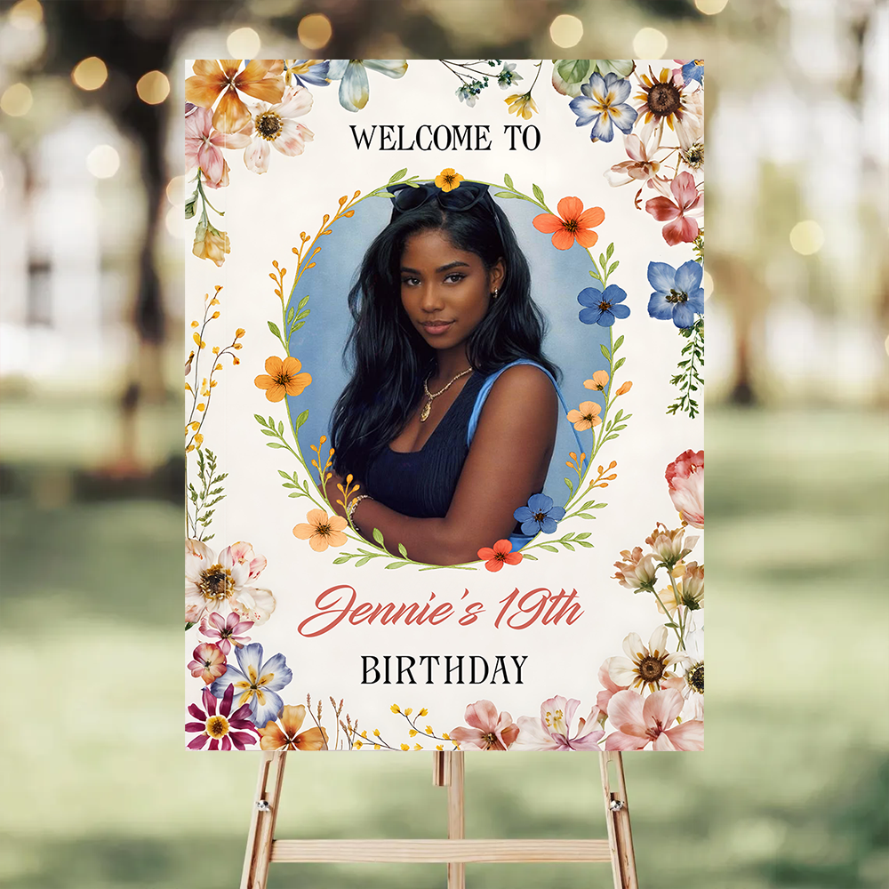 Birthday Party Sign - Custom Name & Photo Law Sign - Birthday Party Welcome Sign