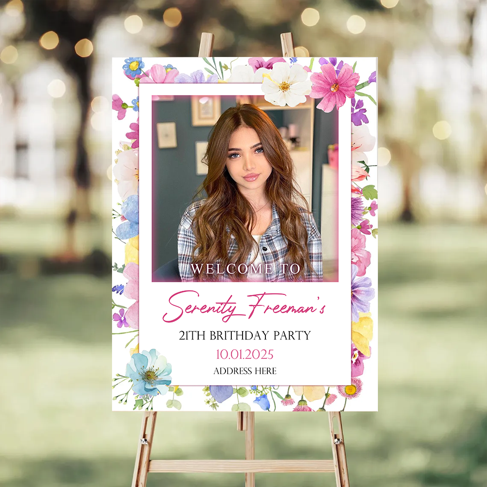 Birthday Party Welcome Sign - Custom Name & Photo Law Sign - Welcome To My Birthday Sign