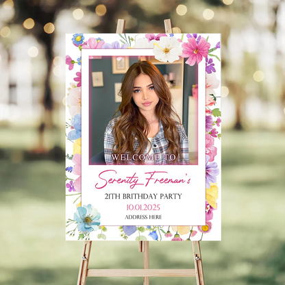 Birthday Party Welcome Sign - Custom Name & Photo Law Sign - Welcome To My Birthday Sign