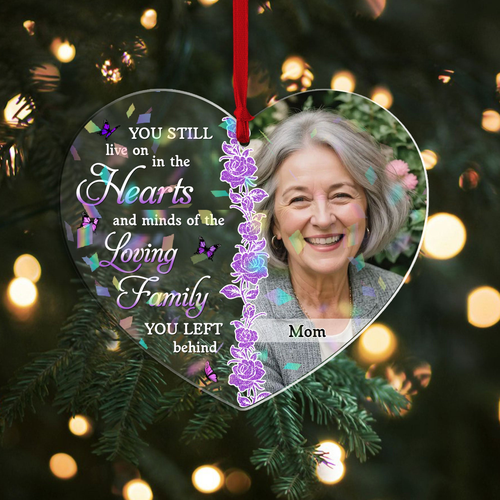 Personalized Memorial Christmas Ornament - Custom Shape Hologram Ornament