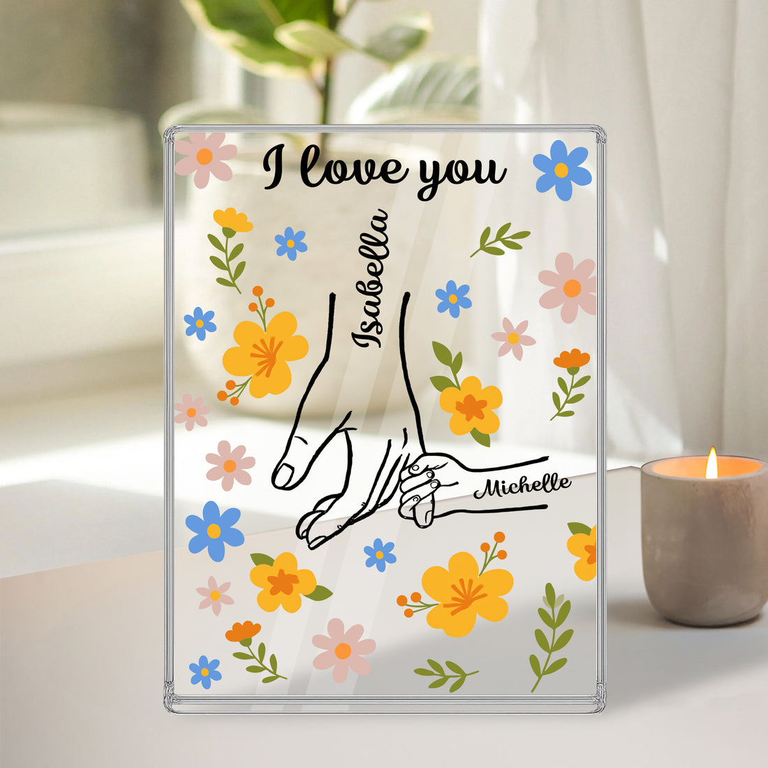 We Love You Dad Mom - Personalized Name Gift - Custom Shape Acrylic Block Plaque