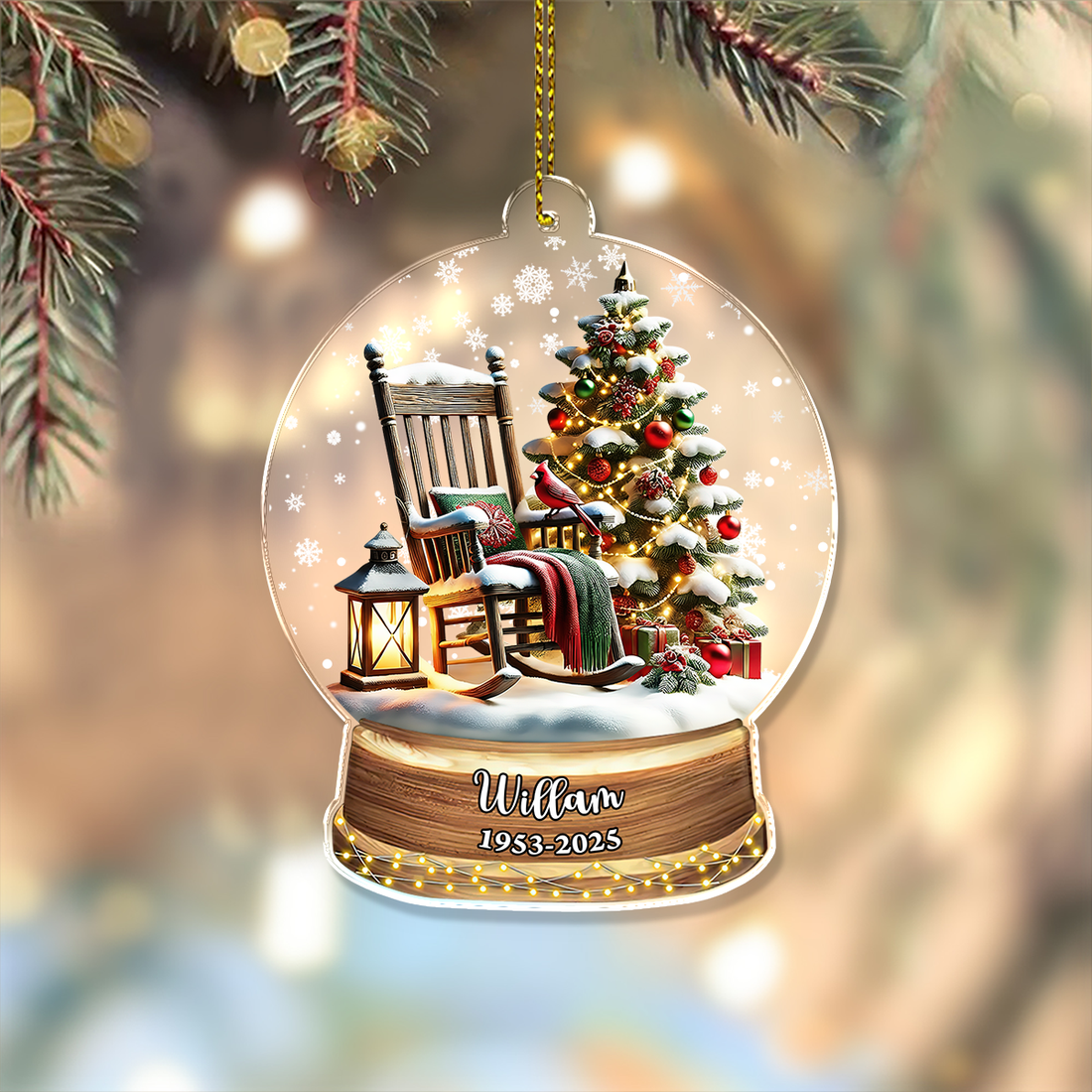 Christmas In Heaven - Custom Name and Year - Custom Shape Hologram Ornament