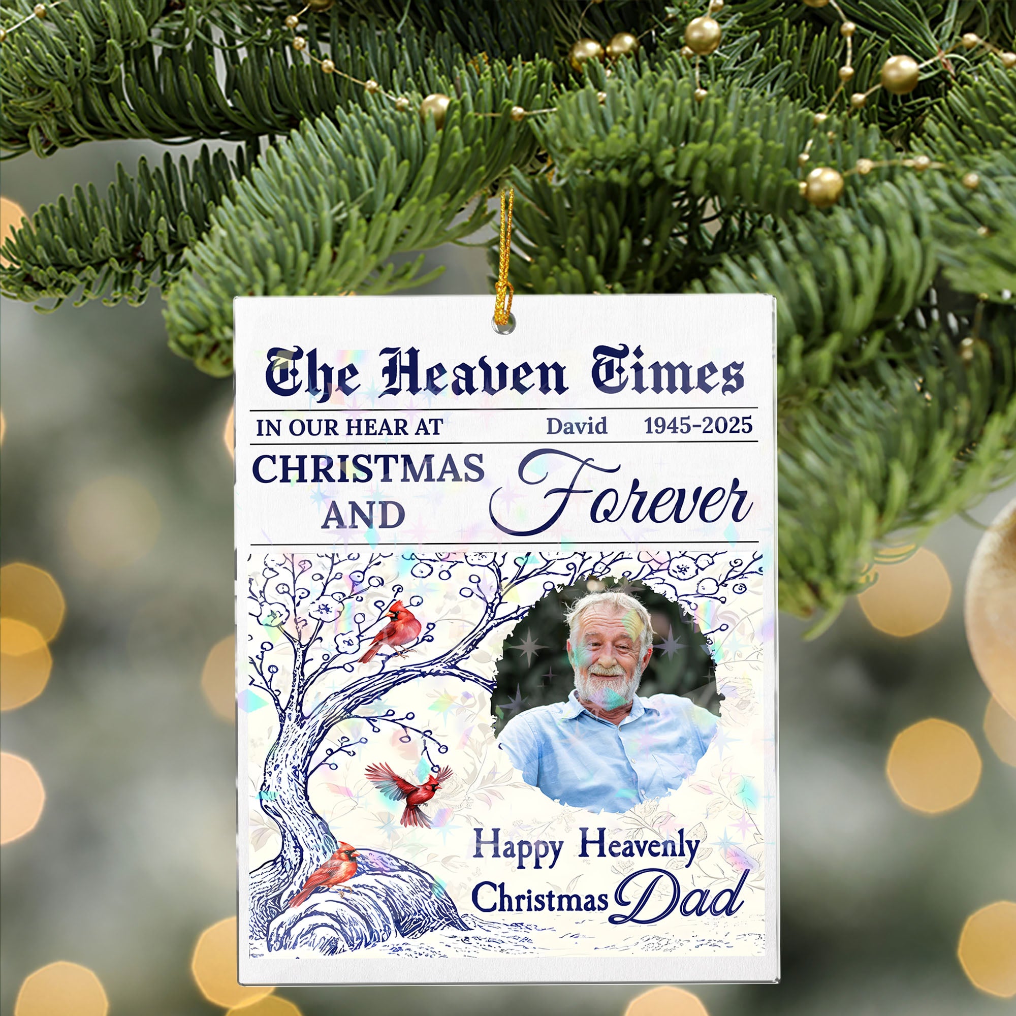 The Heaven Times - Custom Name and Photo - Custom Shape Hologram Ornament