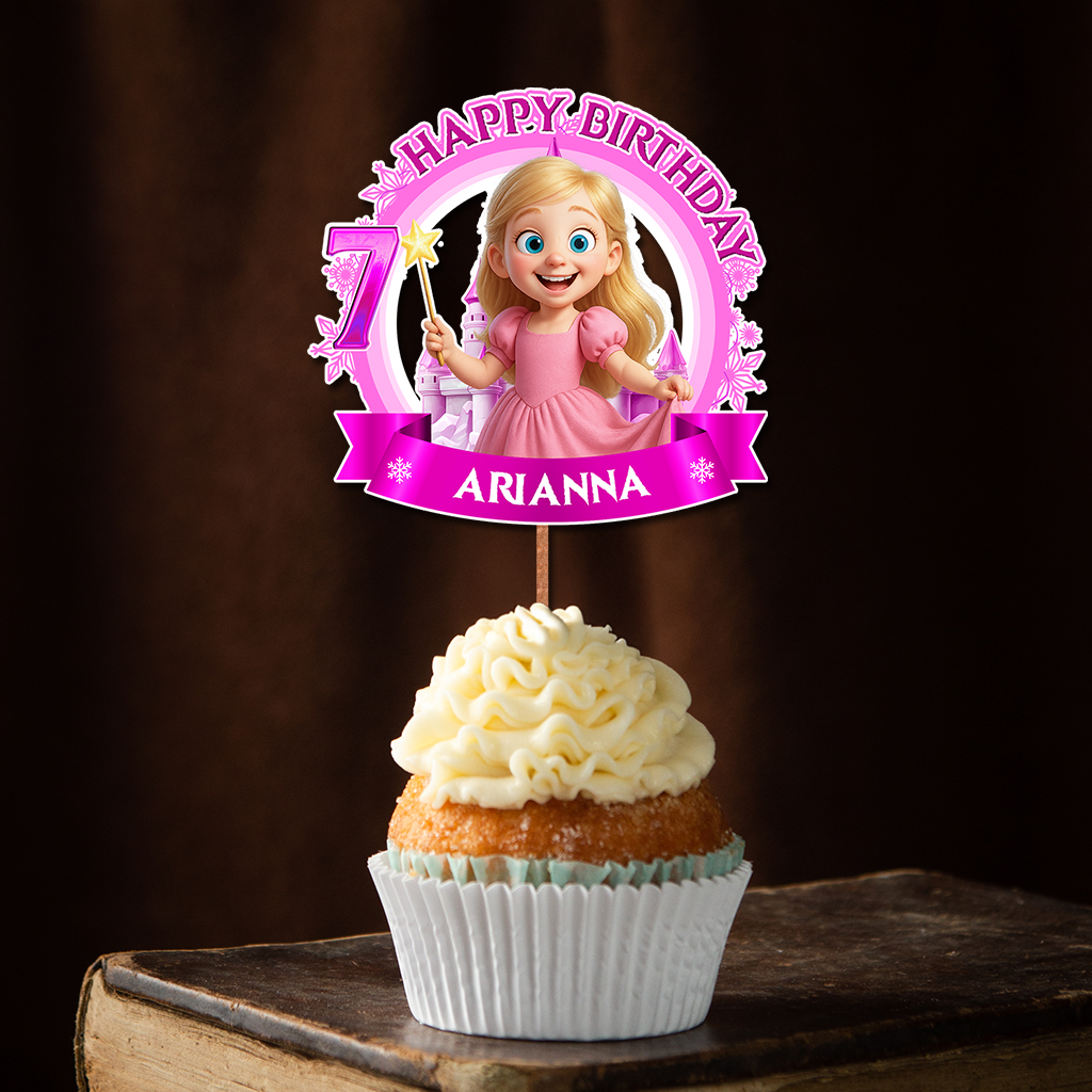 Princess Birthday - Custom Birthday Party Face Cupcake Toppers, Graduation Decorations, Physical Product