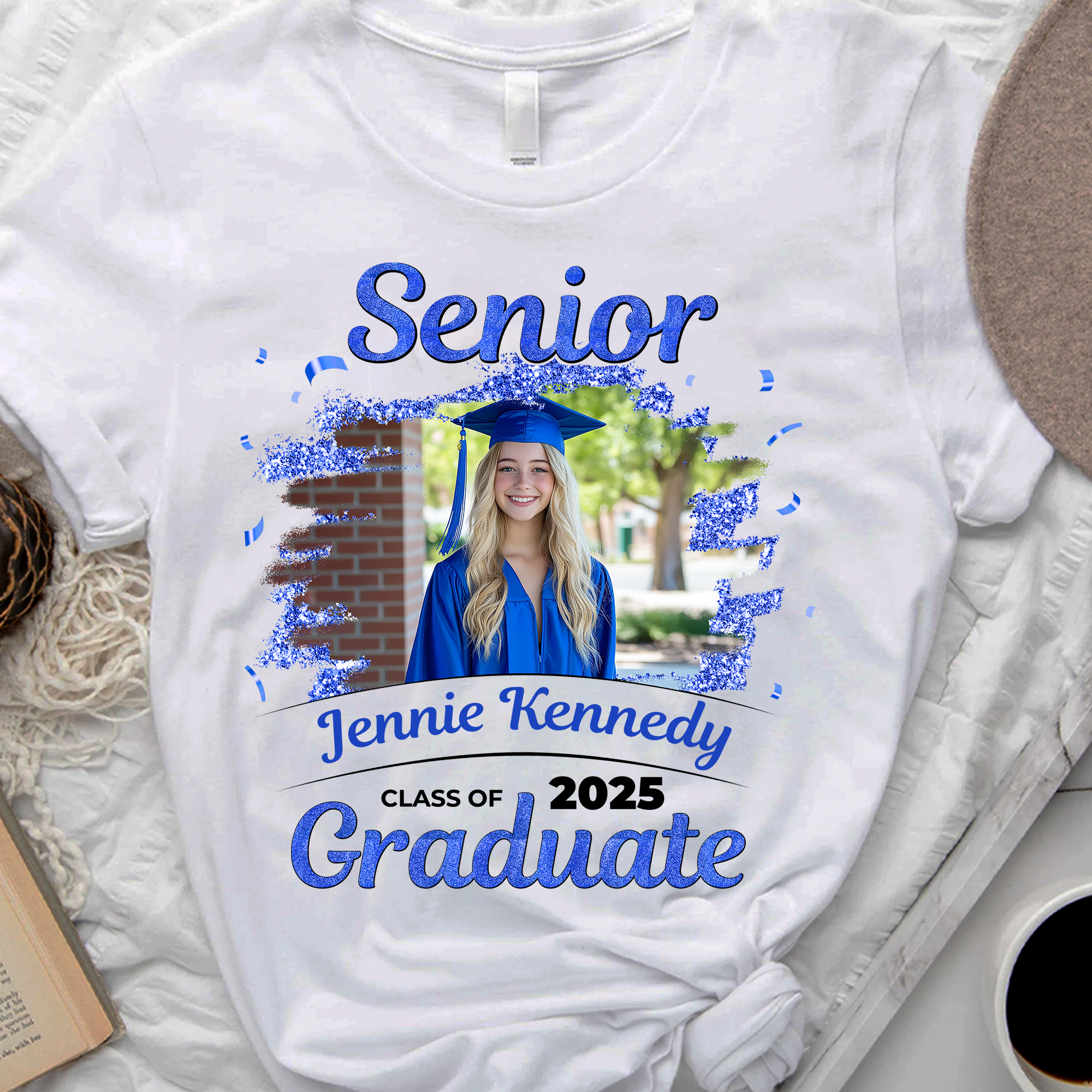 Senior Custom Photo, Name And Year, Graduation - Gift For Graduation - Personalized T-Shirt
