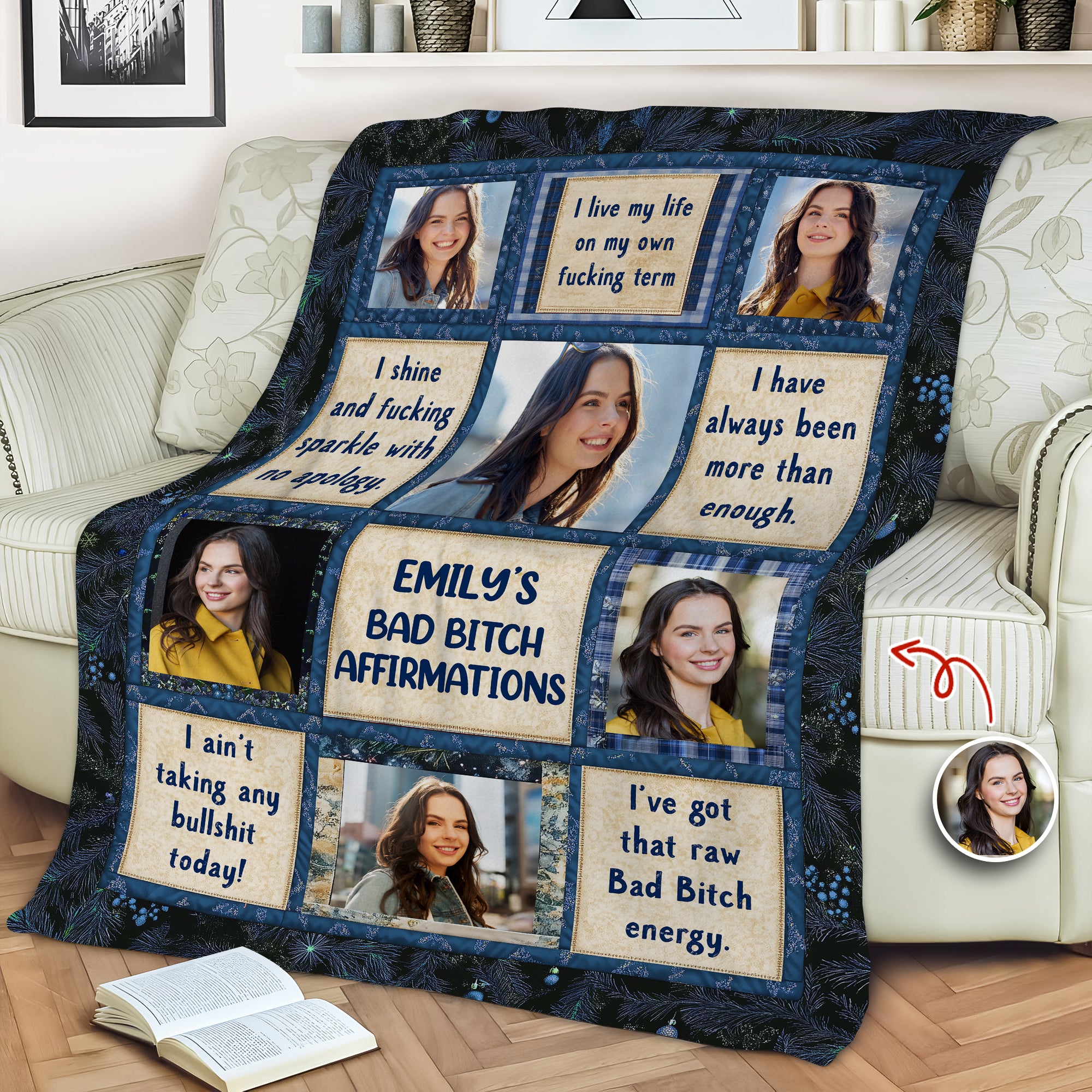 Affirmation Personalized Funny Blanket - Custom Name and Photo Memorial Blanket