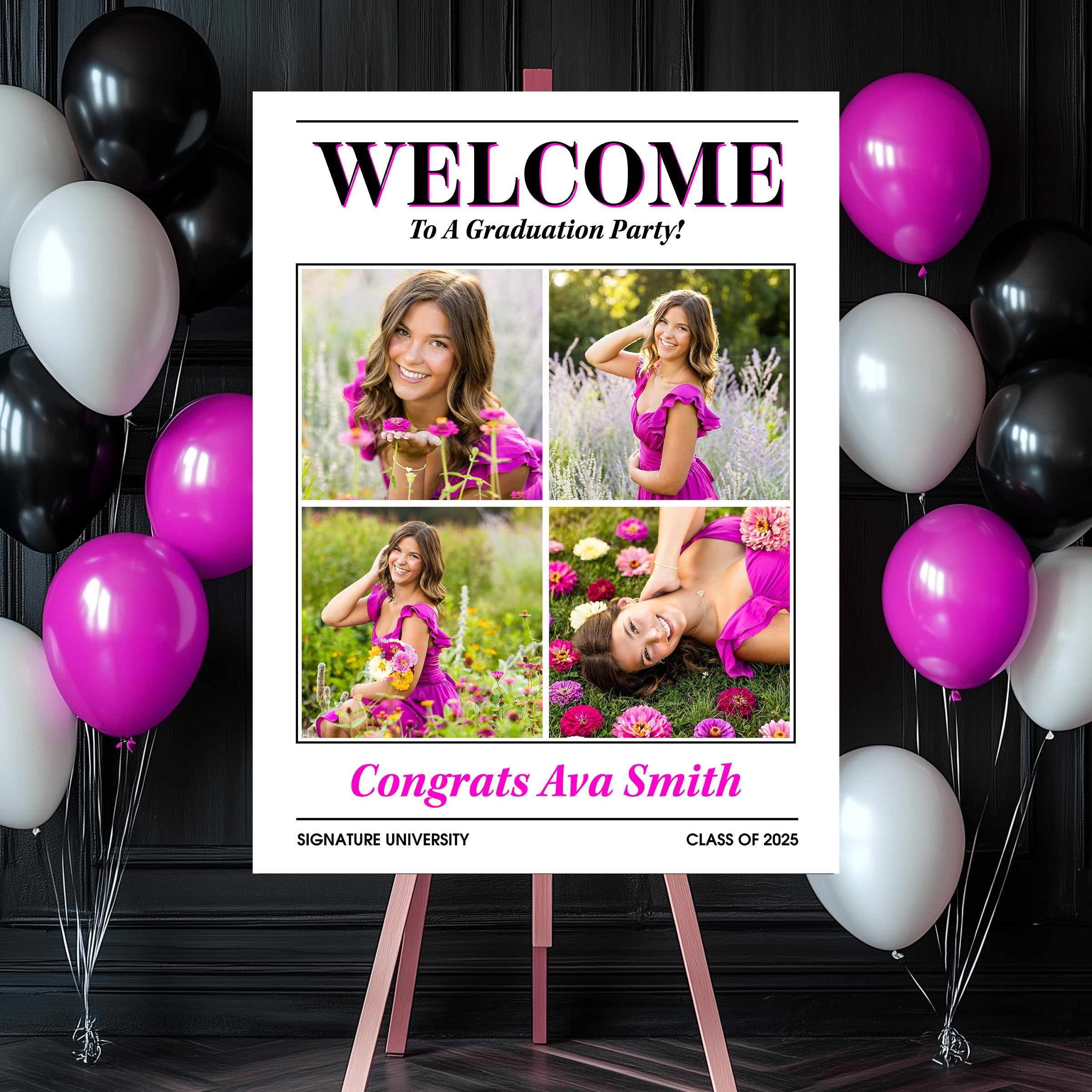 Welcome To A Graduation Party Class Of School Personalized Multi Photo Welcome Sign