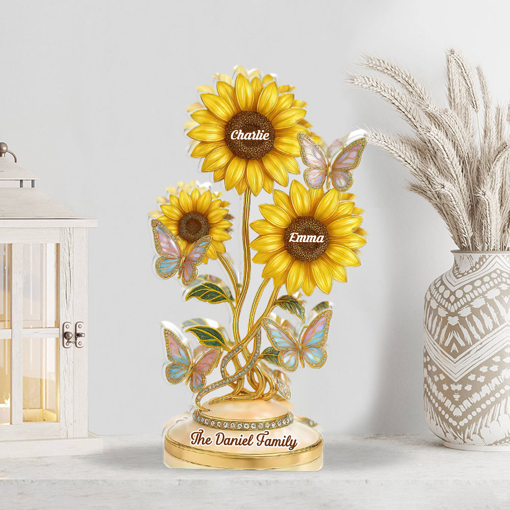 Our Family Flower - Personalized Custom Shaped Acrylic Plaque - Sunflowers