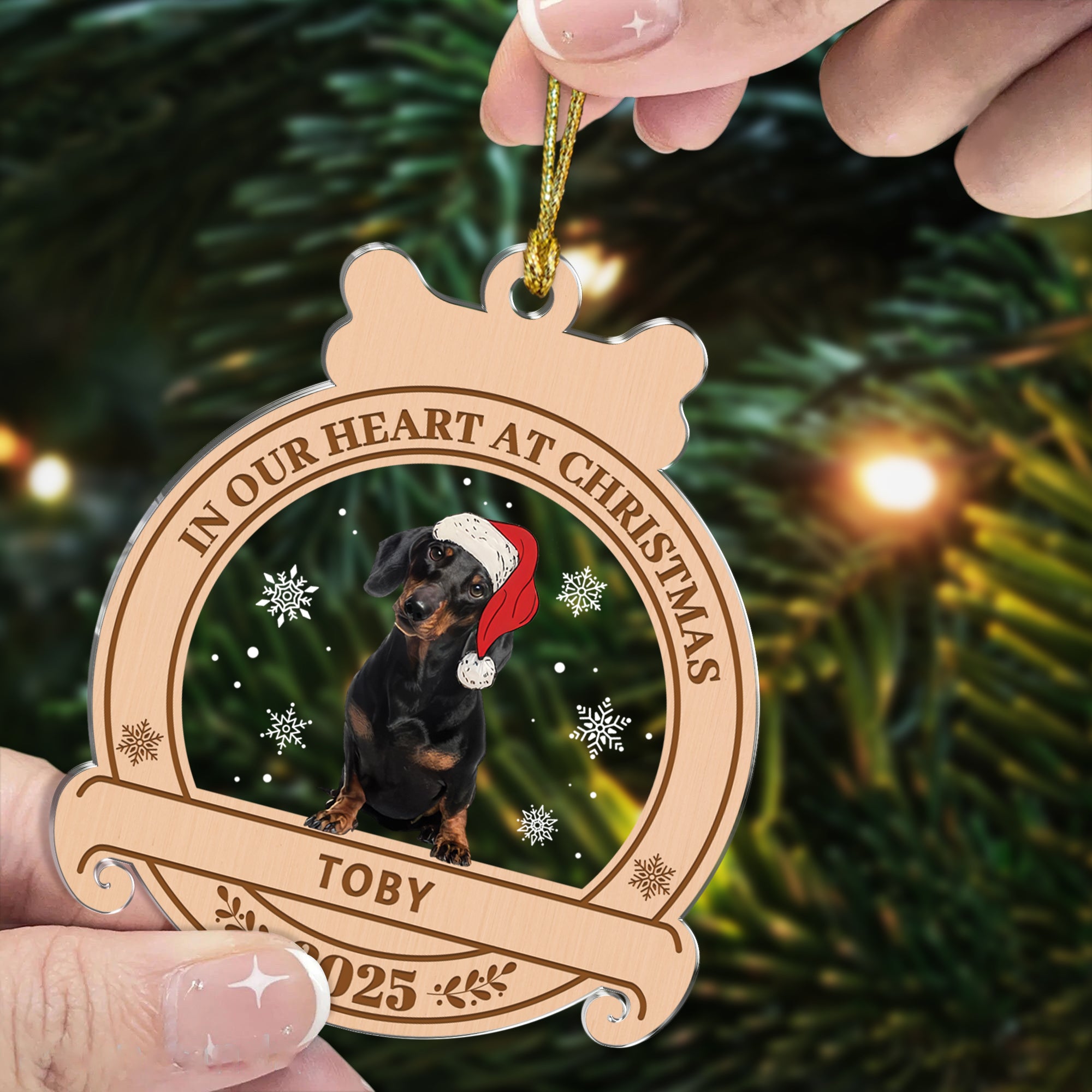 Custom Pet Name and Photo - Custom Shape Hologram Ornament - Pet Memorial