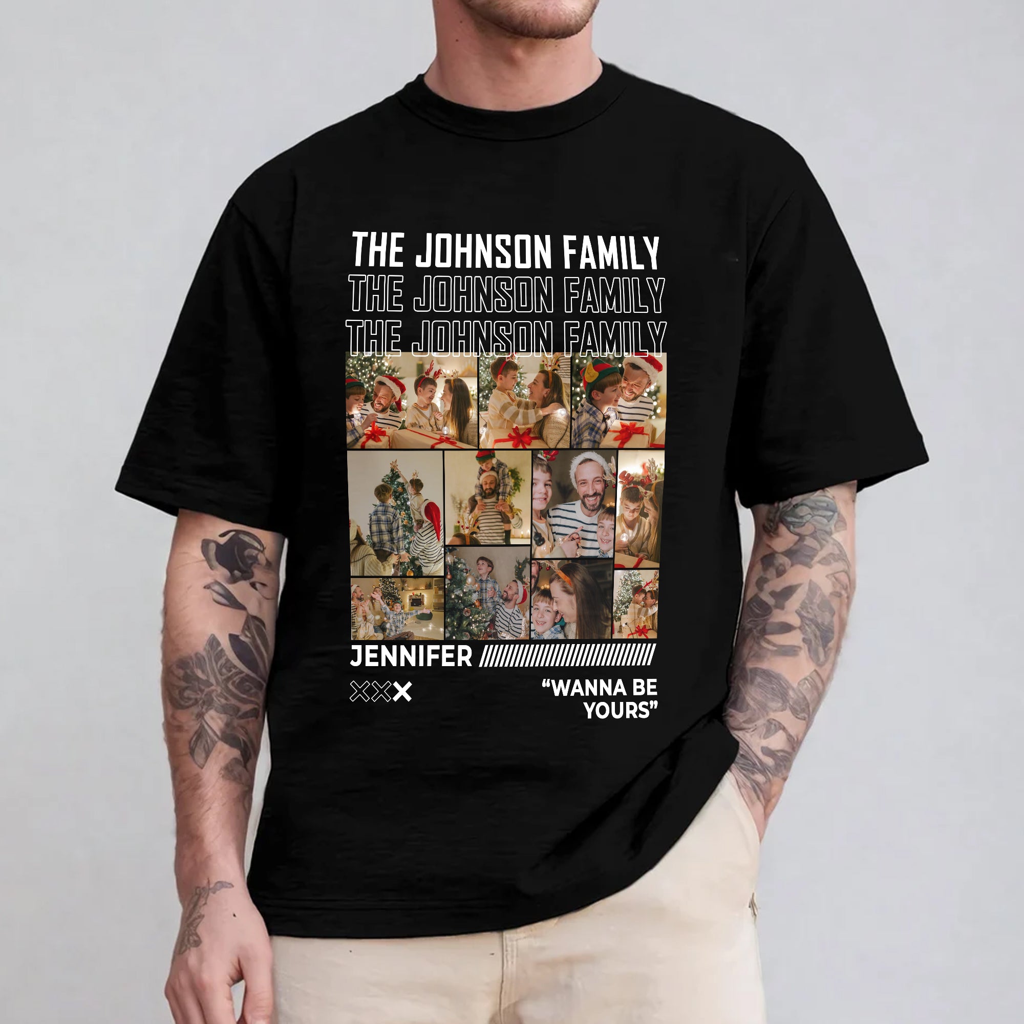 Custom Family Name and Photo Shirt - Personalized Shirt Custom T-shirt - Christmas Gift