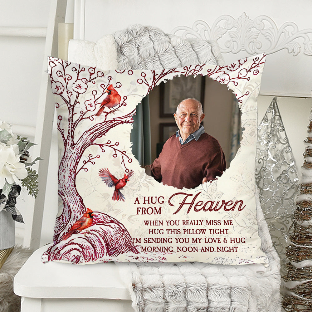 A Hug From Heaven Cardinal - Memorial Pillow - Sympathy Gift (Insert Included)