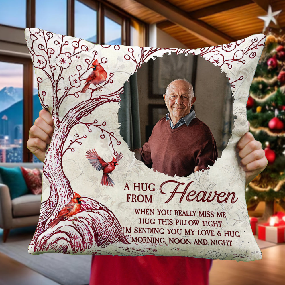 A Hug From Heaven Cardinal - Memorial Pillow - Sympathy Gift (Insert Included)