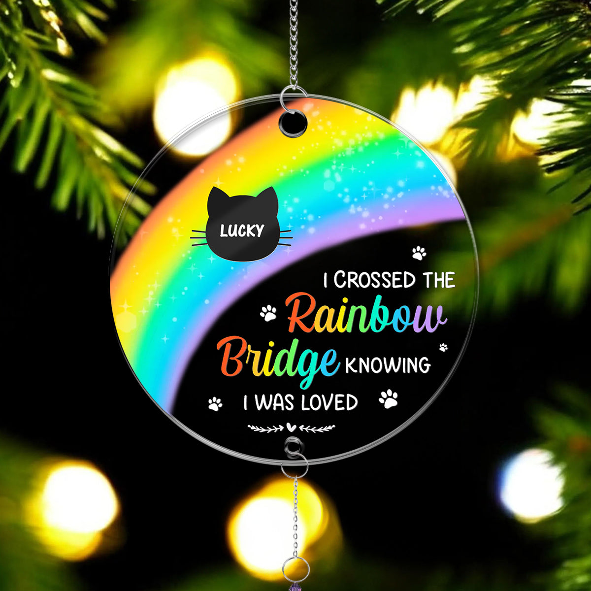 Rainbow Bridge - Ornament Hanging Piece With Crystal Charm - Memorial Gift