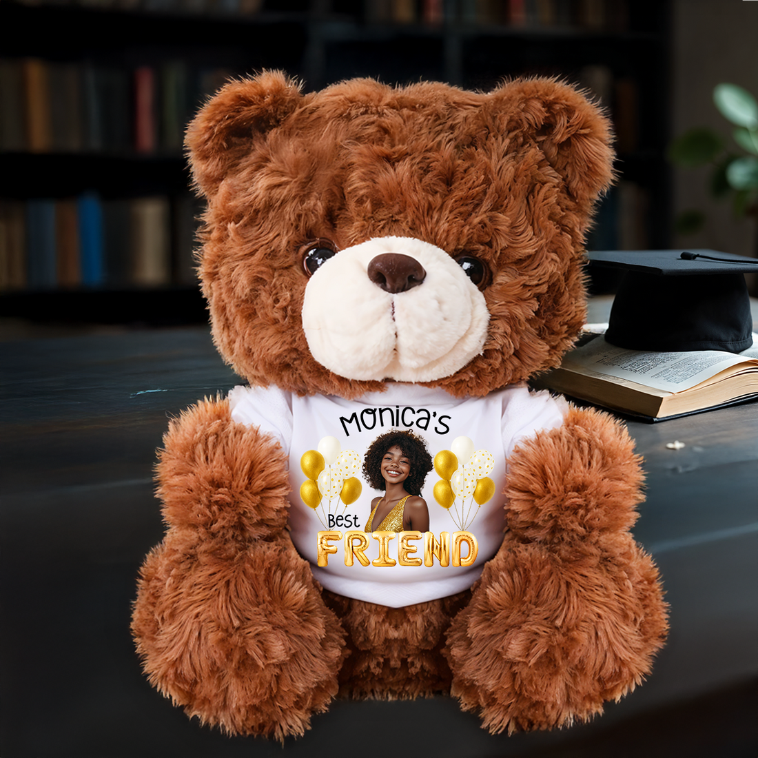 Personalized Teddy Bear Plush for Bestie - Custom Photo and Name Bear - Personalized Plush Bear