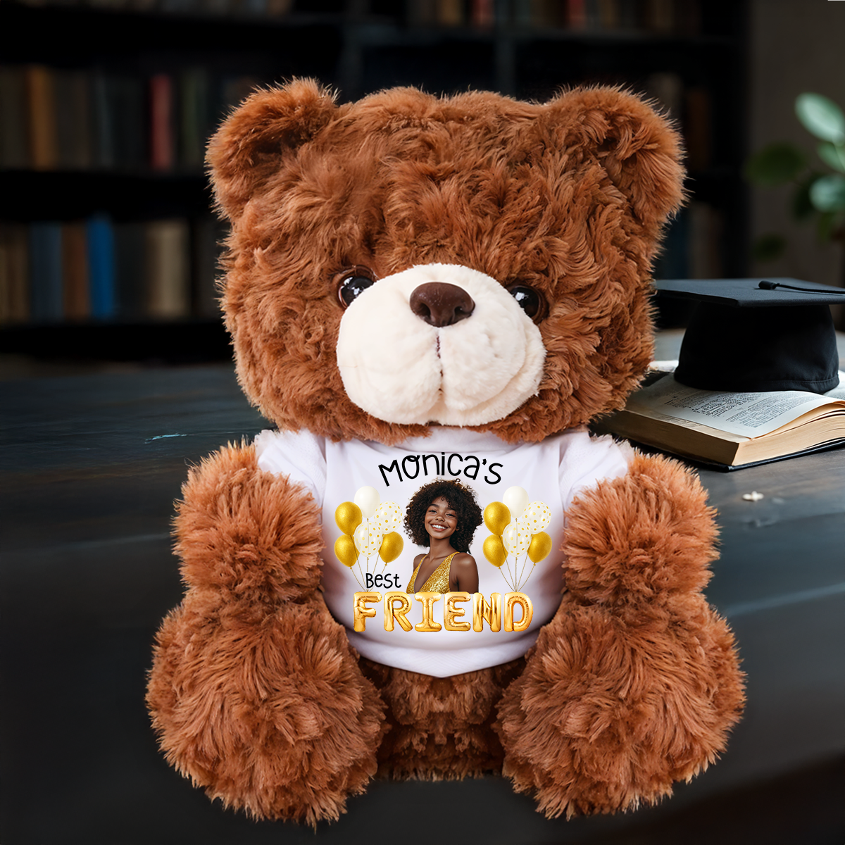 Personalized Teddy Bear Plush for Bestie - Custom Photo and Name Bear - Personalized Plush Bear