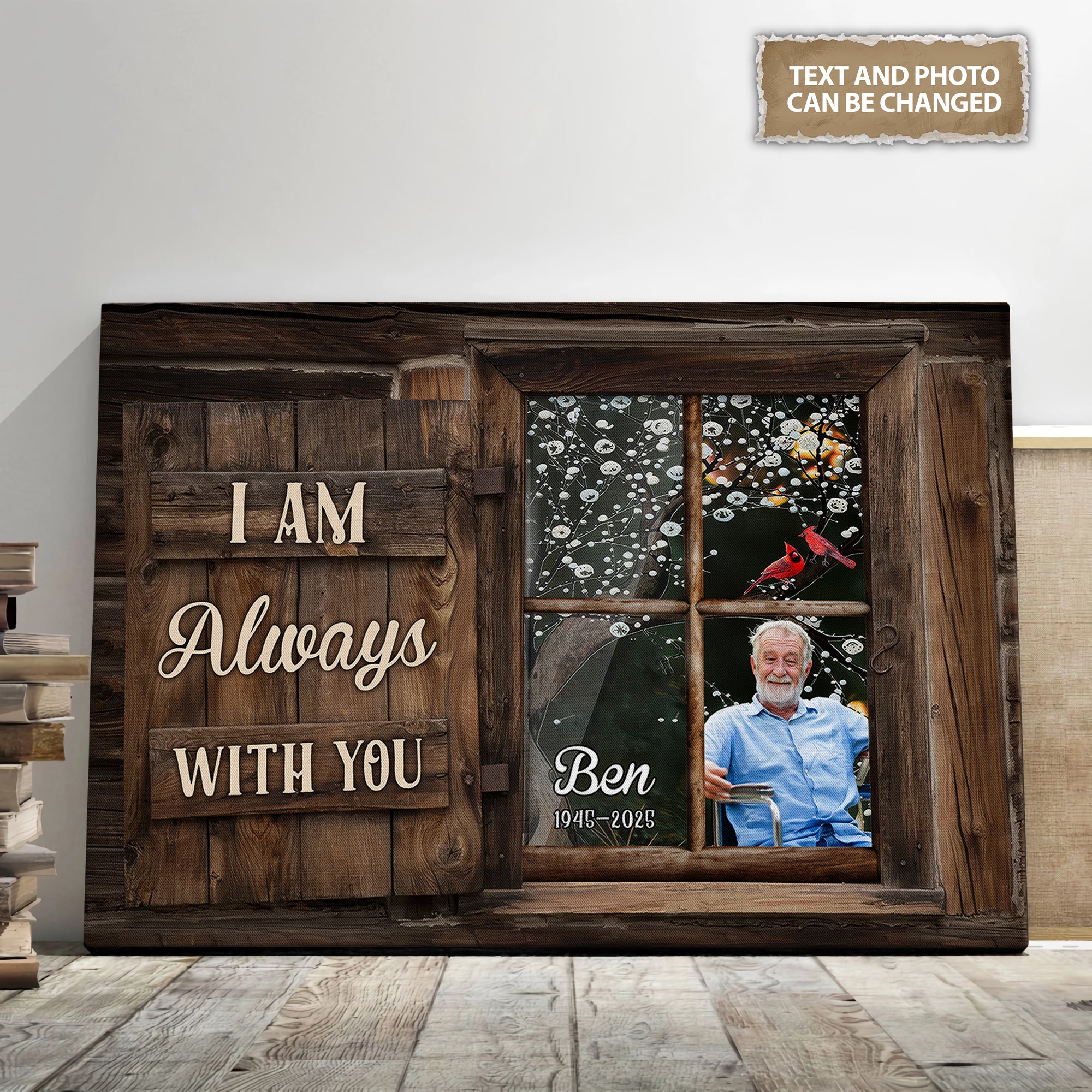 Memorial Canvas Sign - I Am Always With You - Custom Name and Photo - Sympathy Gift