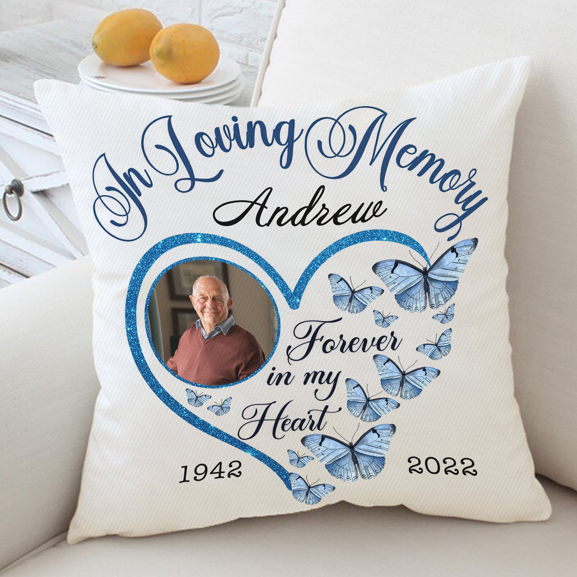 Custom Name and Photo - In Loving Memory - Personalized Pillow - Sympathy Gift