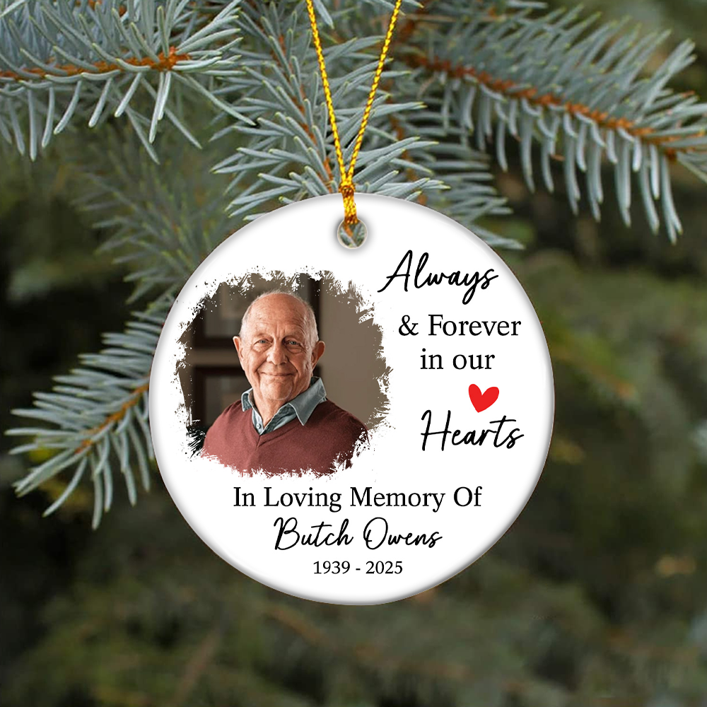 In Loving Memory - Custom Name and Photo Ceramic Ornament - Home Decor