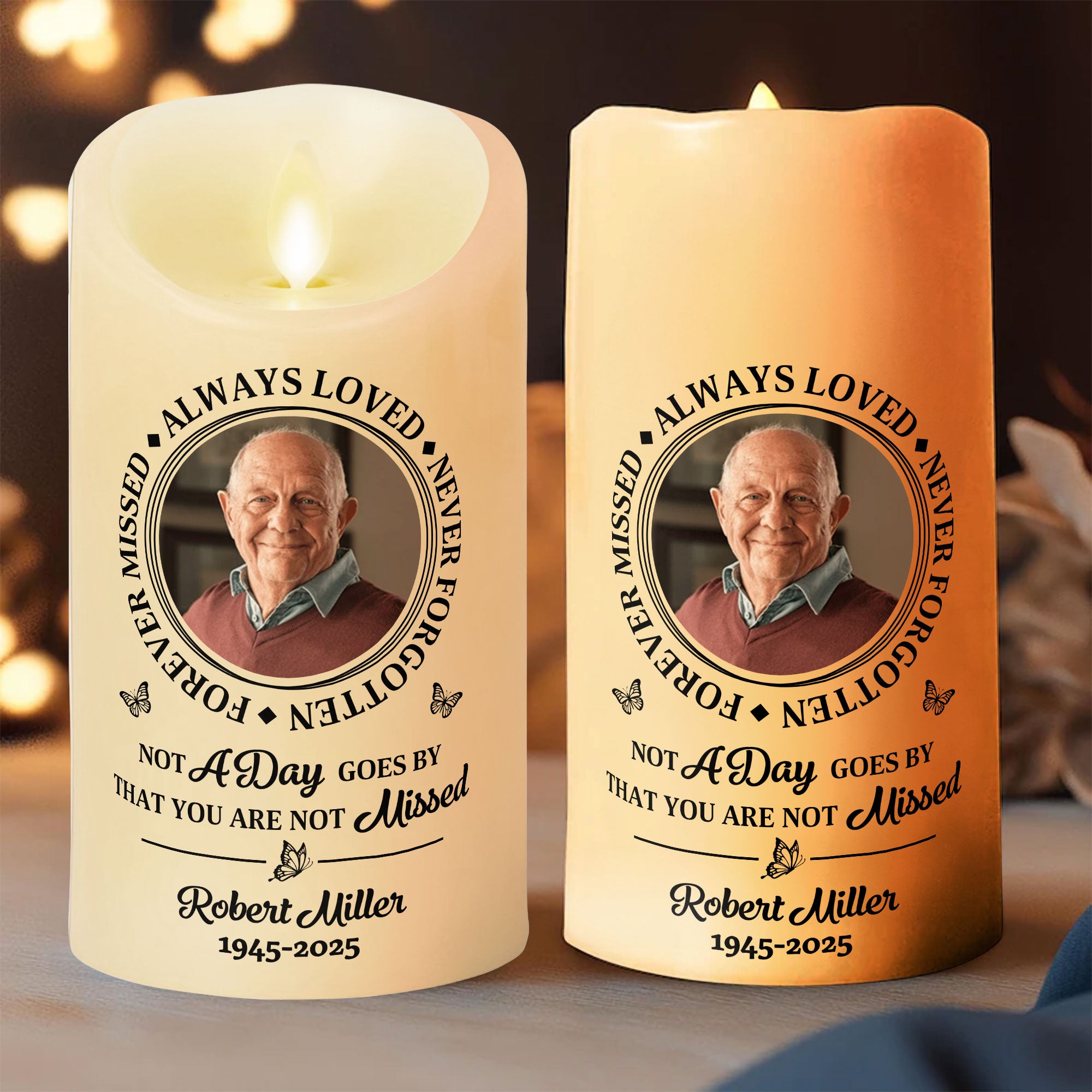 Custom Name and Photo - Personalized Memorial Photo LED Candle - Memorial Gift