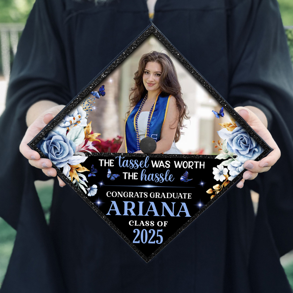 Personalized Class Of 2025 Photo Graduation Cap Topper, Decorations For Grad Cap