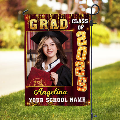 Custom Graduation Flag | Congrats Class Of 2025 With Photo – Graduation Garden Flag & Party Decor