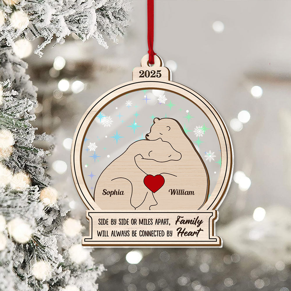 Personalized Bear Family Name Ornament - Custom Shape Hologram Ornament