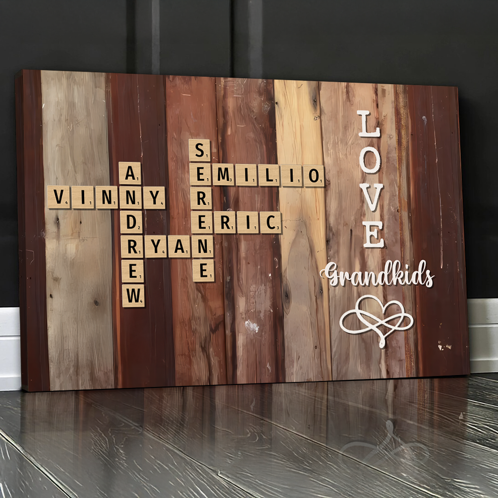 Personalized Custom Photo Horizontal Canvas - Family Crossword Art - Family Decor