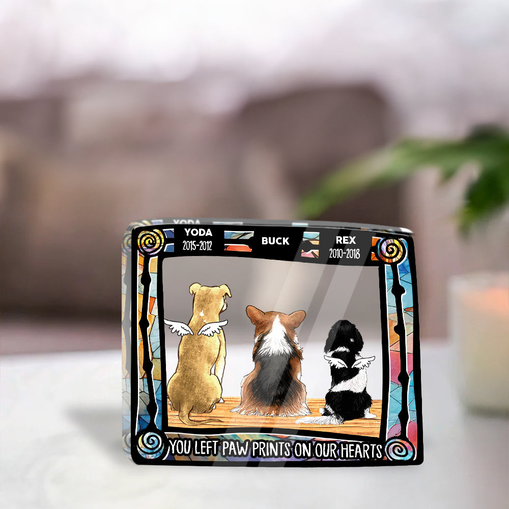 You Left Pawprints on Our Heart - Custom Shape Acrylic Block Plaque