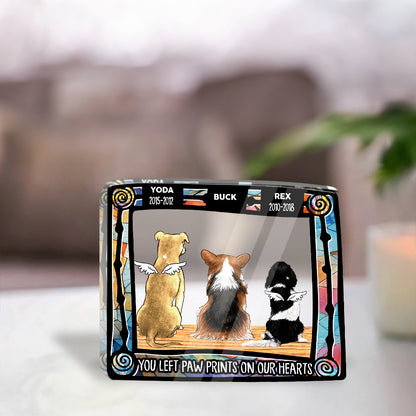 You Left Pawprints on Our Heart - Custom Shape Acrylic Block Plaque