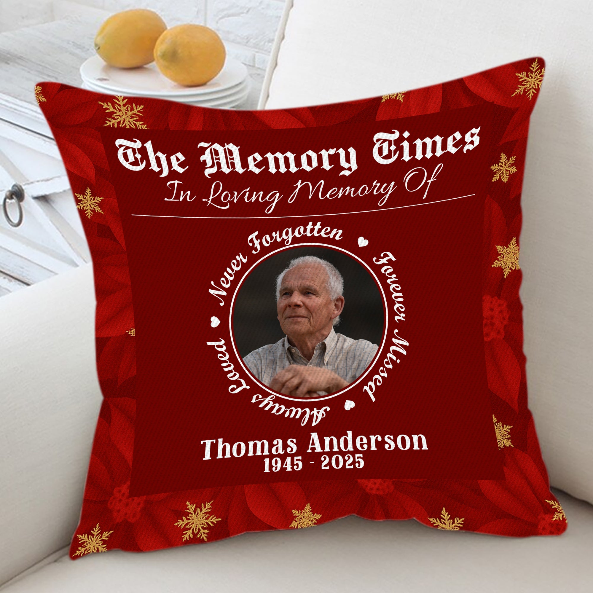The Memory Times - Custom Name and Photo Memorial Gift - Personalized Pillow