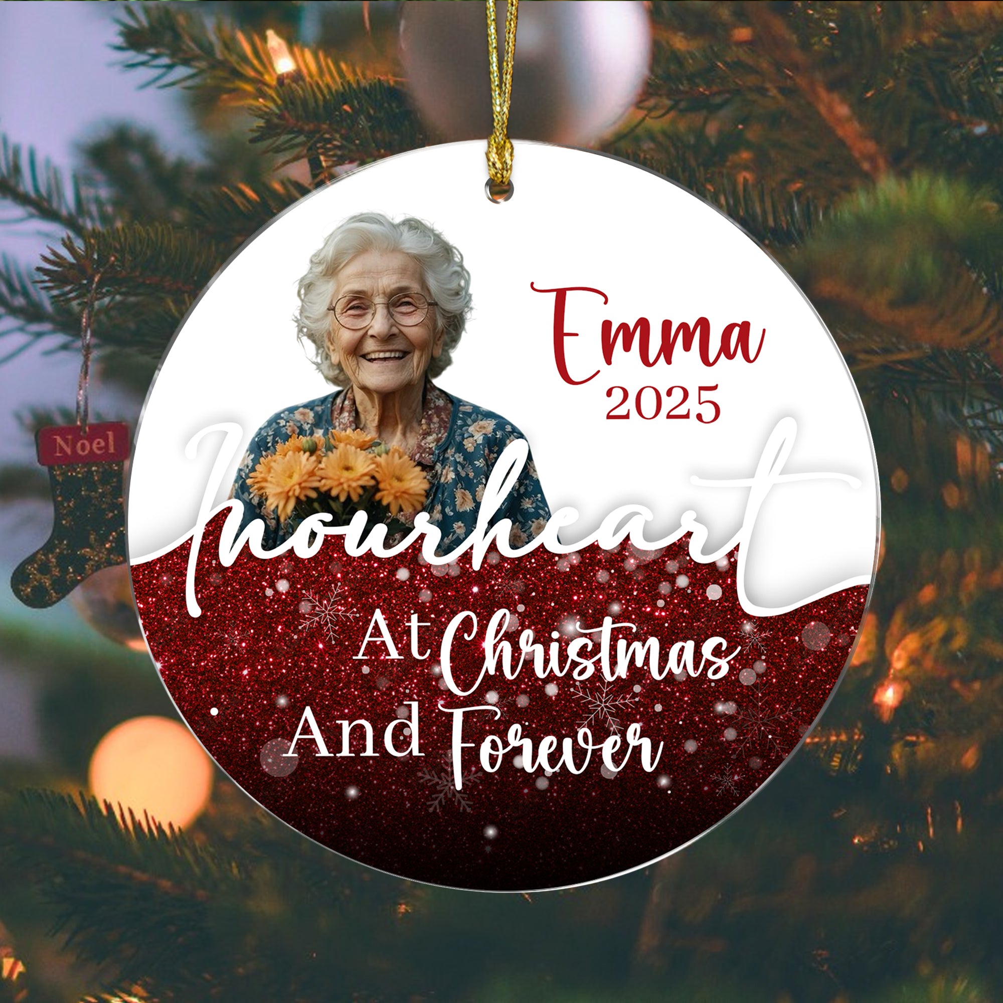 Christmas In Heaven - Custom Name and Photo - Custom Shape Hologram Ornament