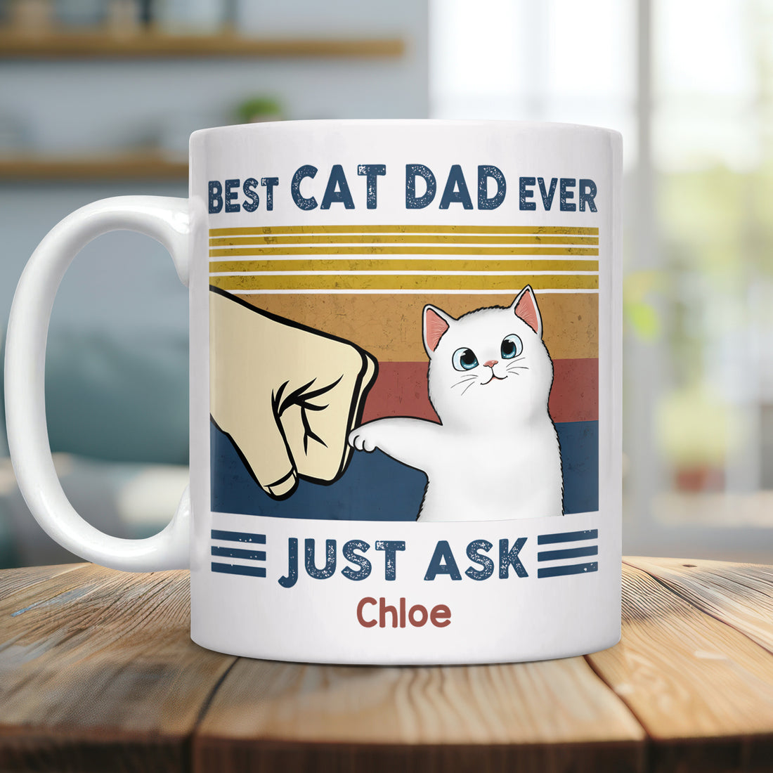 Gift For Cat Lover - Best Cat Dad Ever - Personalized Custom Mug
