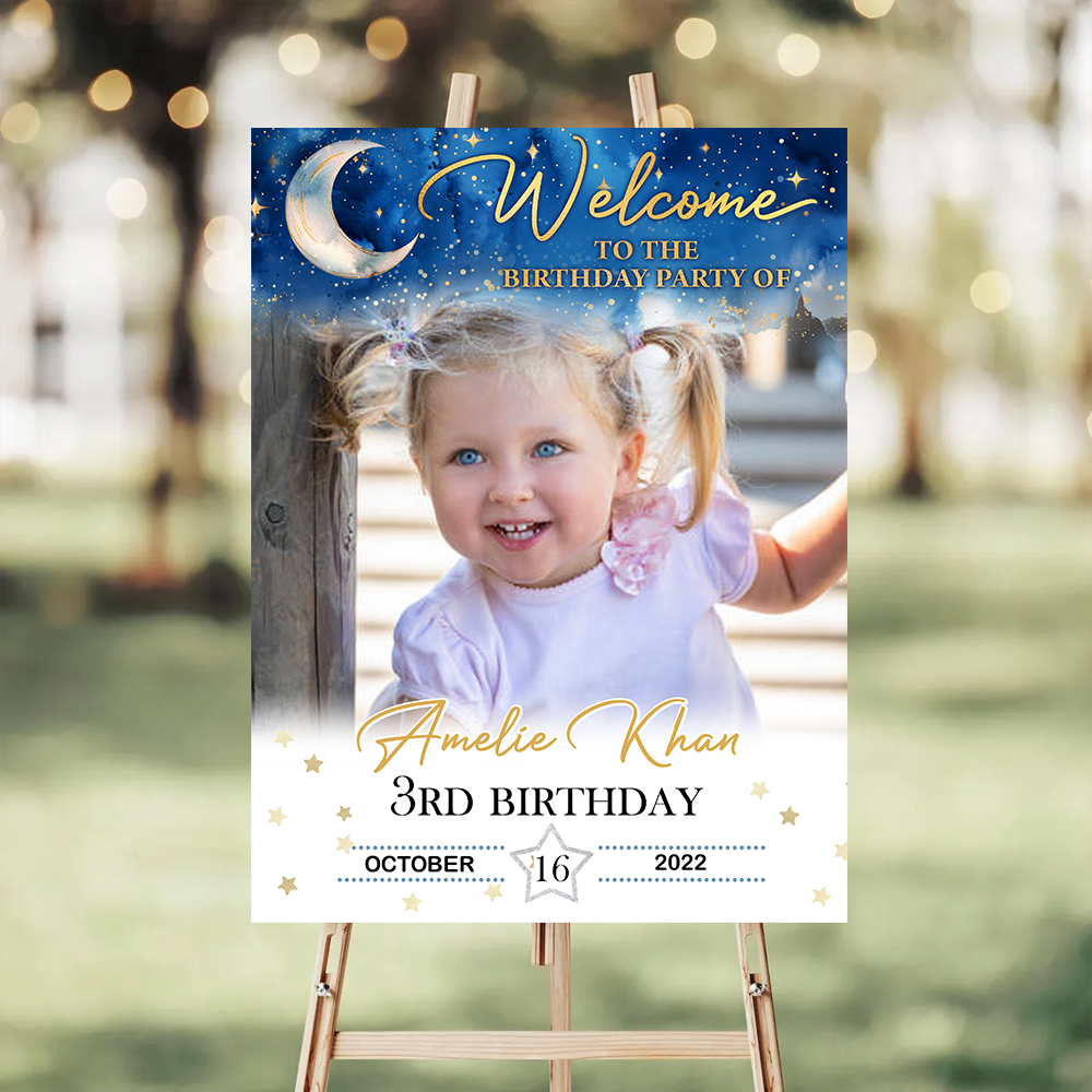 Baby Birthday Welcome Sign - Custom Name and Photo Birthday Law Sign