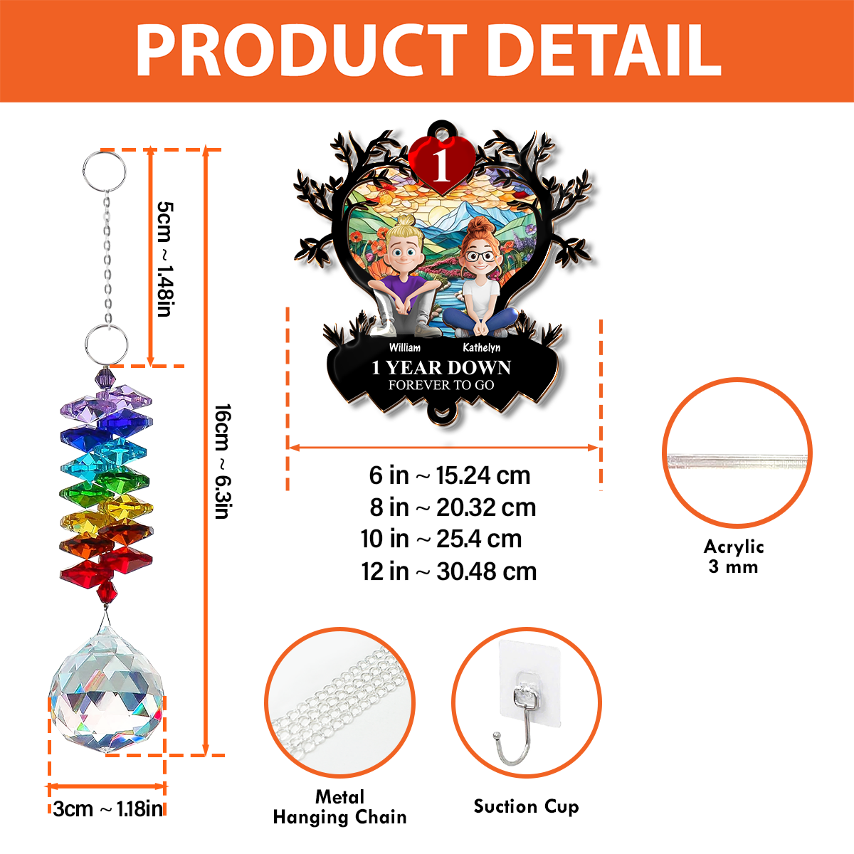 Forever To Go - Ornament Hanging Piece With Crystal Charm - Couple Gift